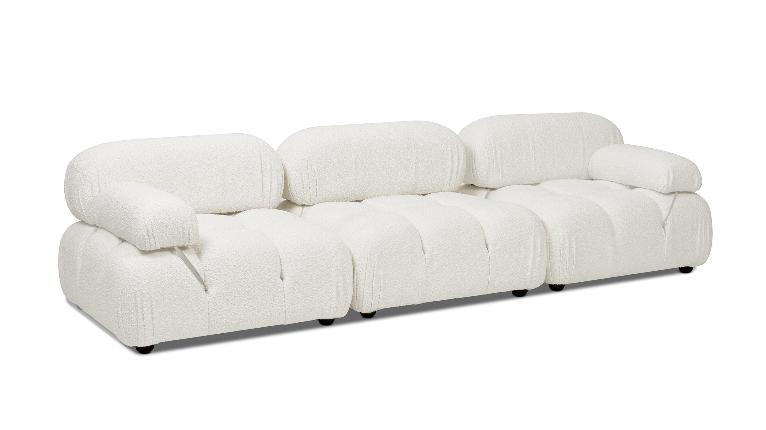 Jennifer Taylor Home Marcel Bubble Boucle Modular 3-Piece Sofa, Ivory White, large