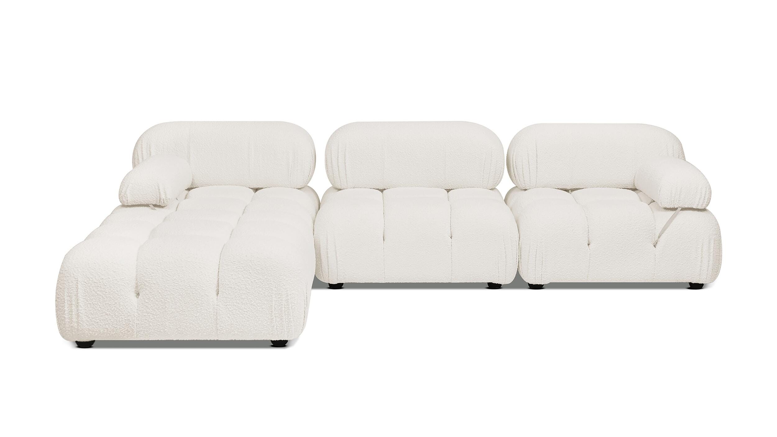 Marcel Bubble Boucle Modular 4-Piece Reversible Sectional Sofa, Ivory White, large