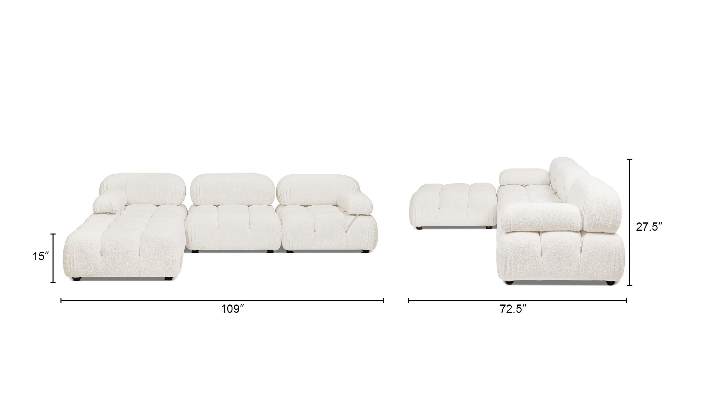 Jennifer Taylor Home Marcel Bubble Boucle Modular 4-Piece Reversible Sectional Sofa, Ivory White, large