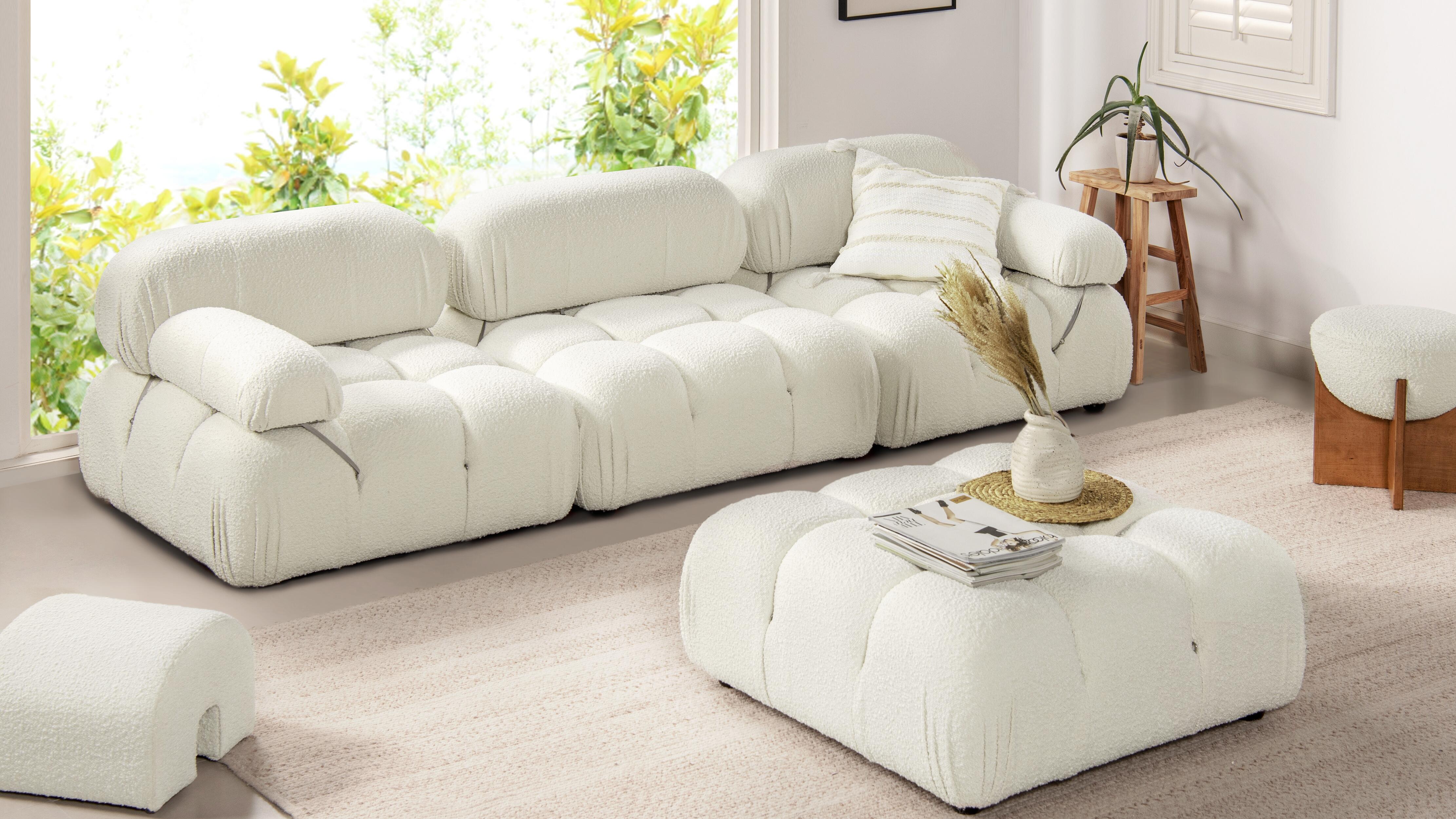 Jennifer Taylor Home Marcel Bubble Boucle Modular 4-Piece Reversible Sectional Sofa, Ivory White, large