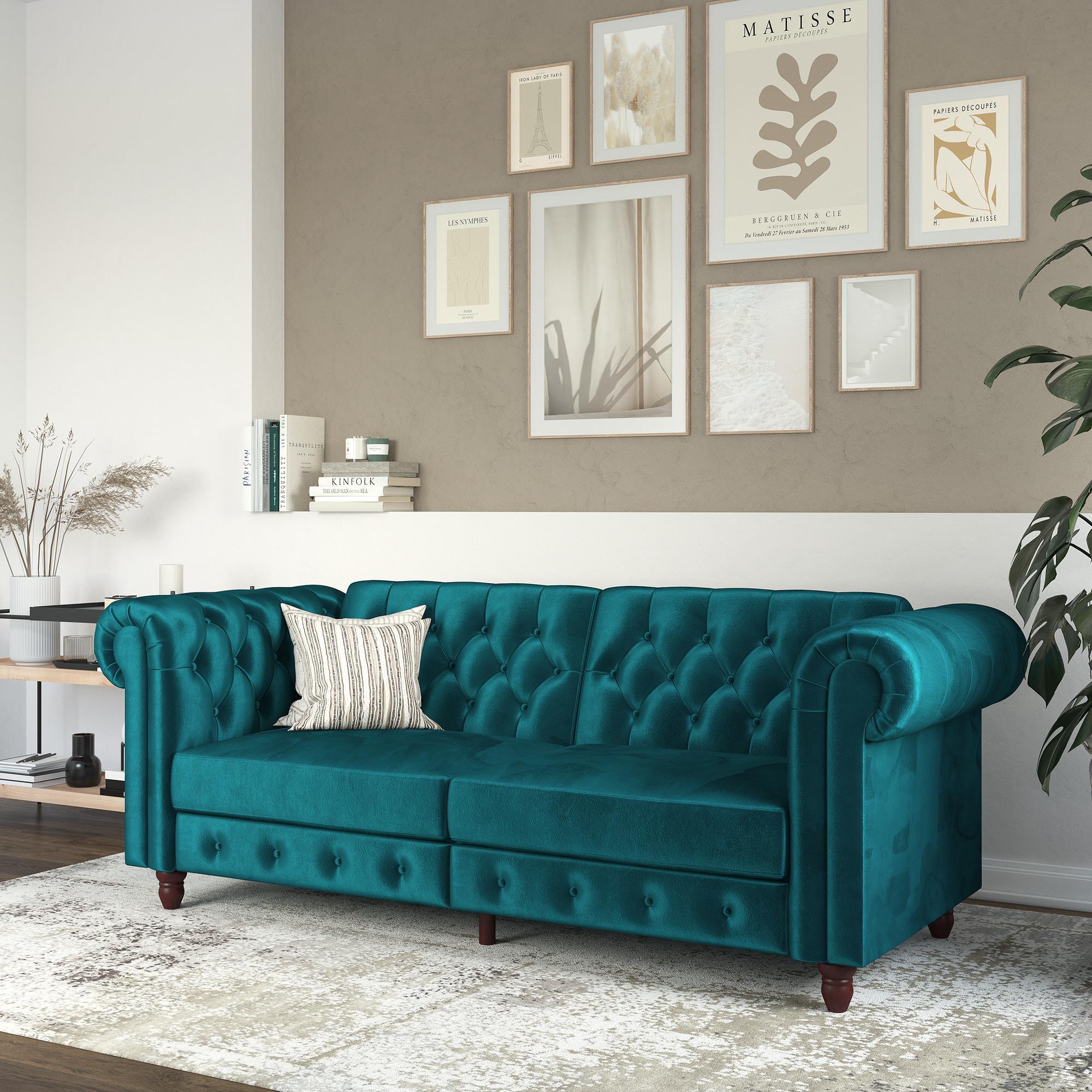 Atwater Living Fitz Sofa Futon, Green, rollover