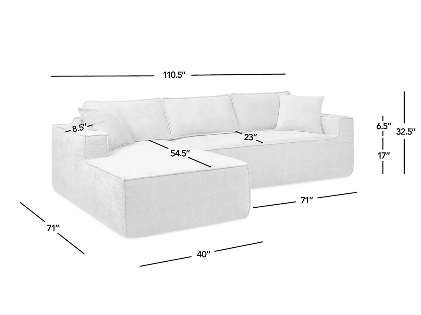 Jennifer Taylor Home Brenley 2-Piece Sectional Sofa, Ash Gray, large