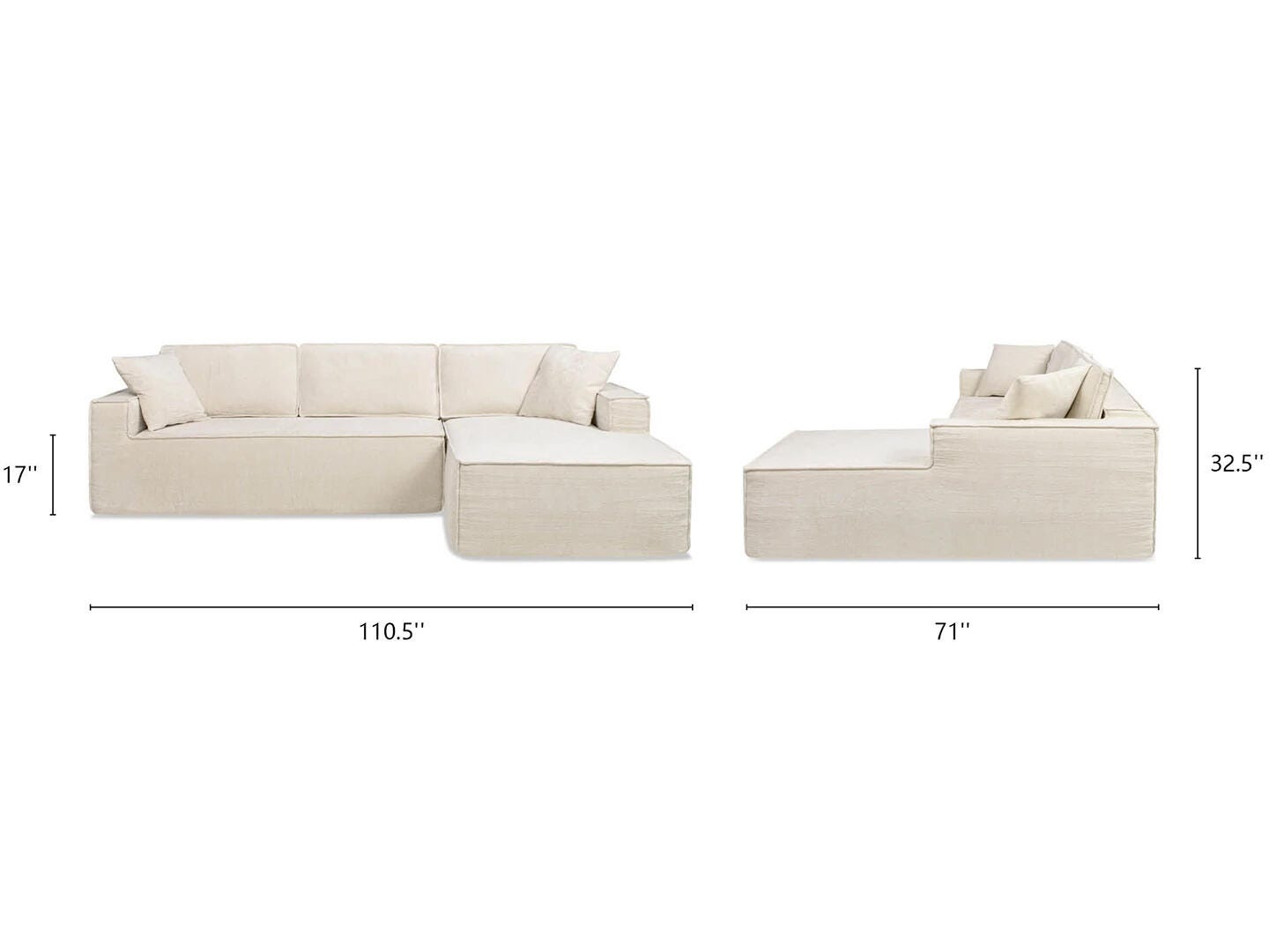 Jennifer Taylor Home Brenley 2-Piece Sectional Sofa, Porcelain Light Beige, large