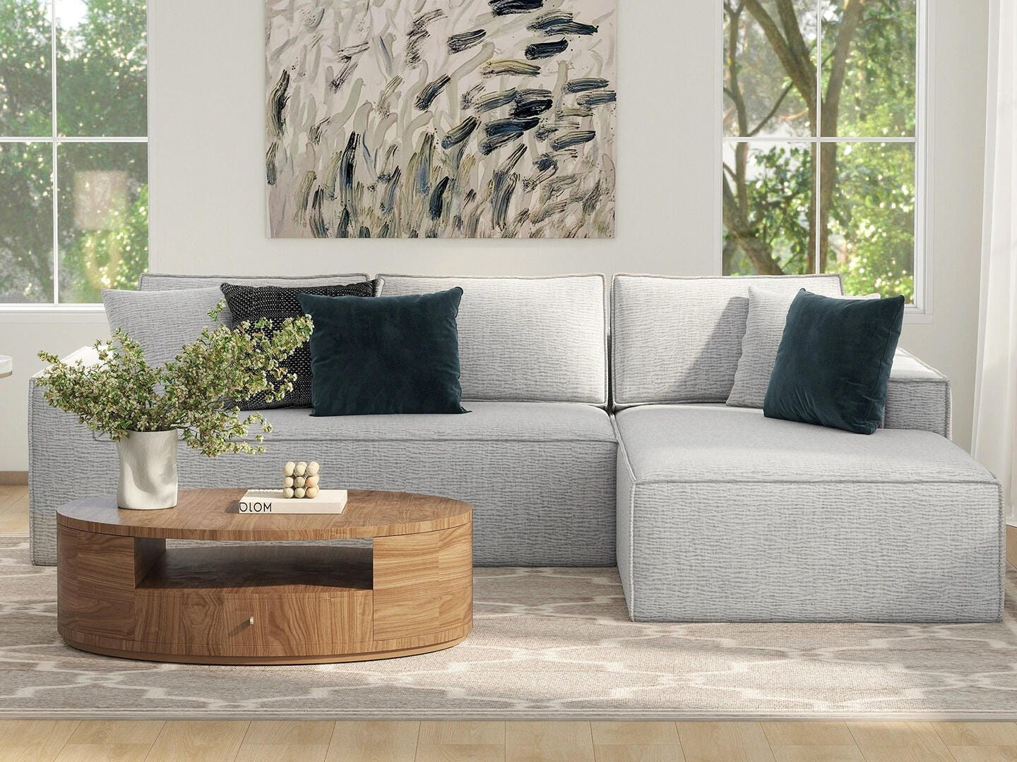 Jennifer Taylor Home Brenley 2-Piece Sectional Sofa, Ash, large