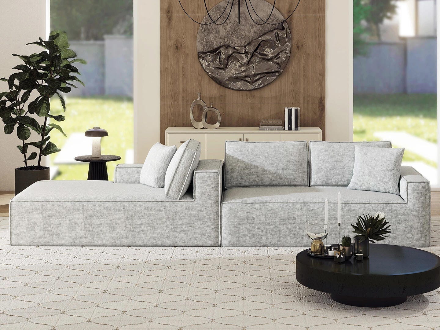 Jennifer Taylor Home Brenley 2-Piece Sectional Sofa, Ash, large