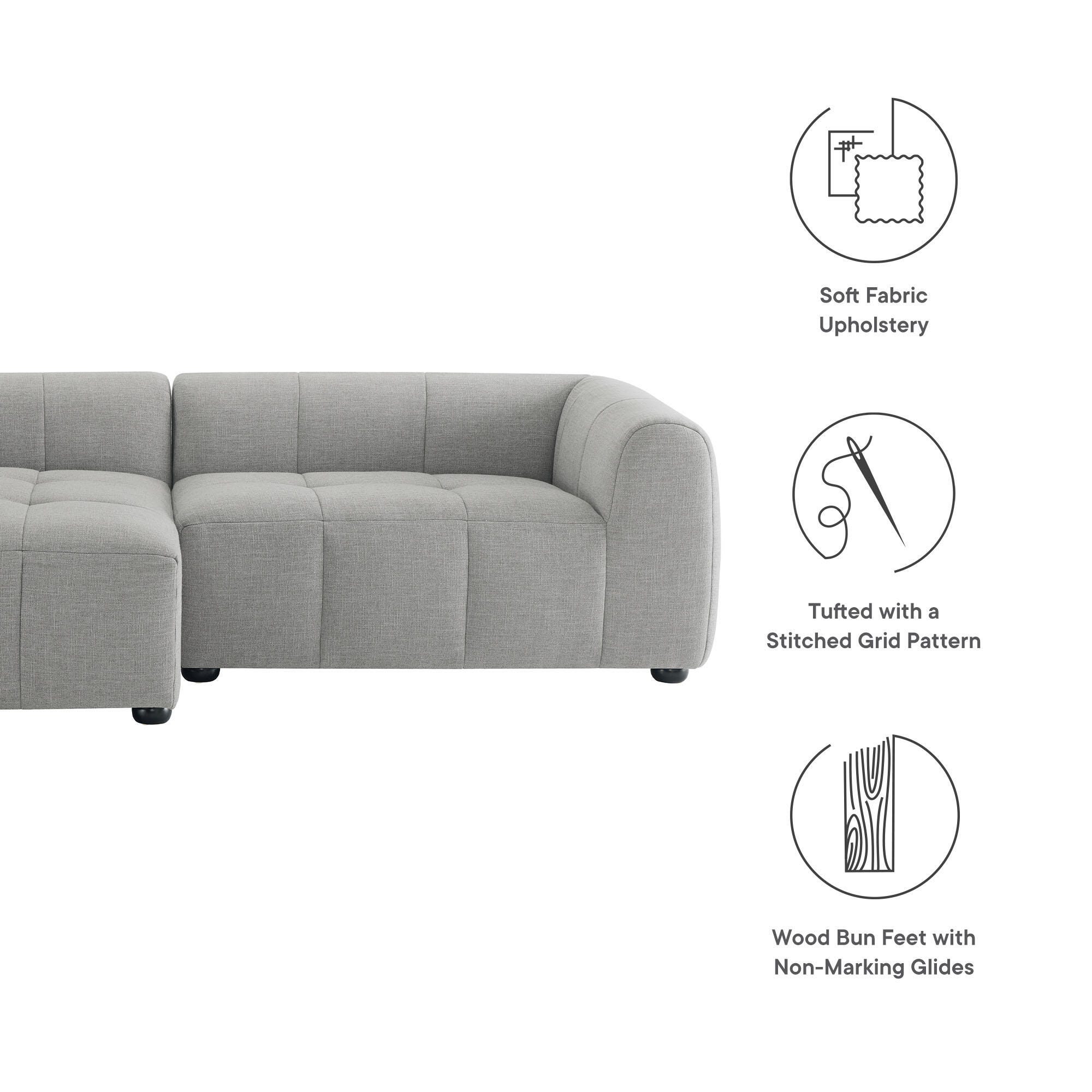 Modway Liana 2-Piece Sectional with Chaise, Pewter, large