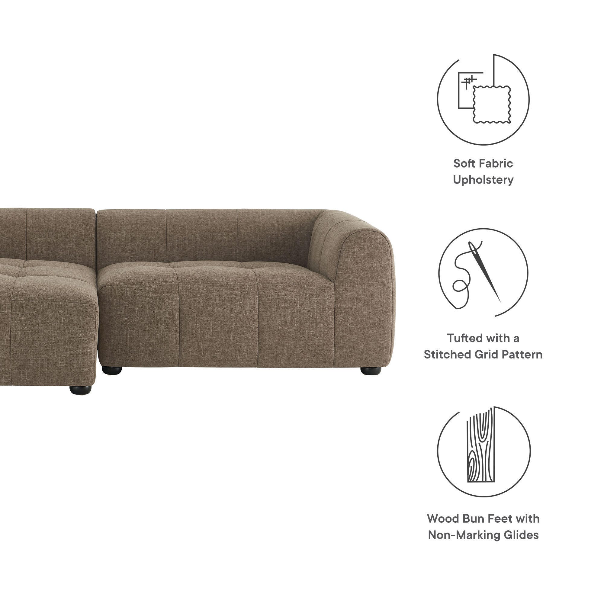 Modway Liana 2-Piece Sectional with Chaise, Mocha, large