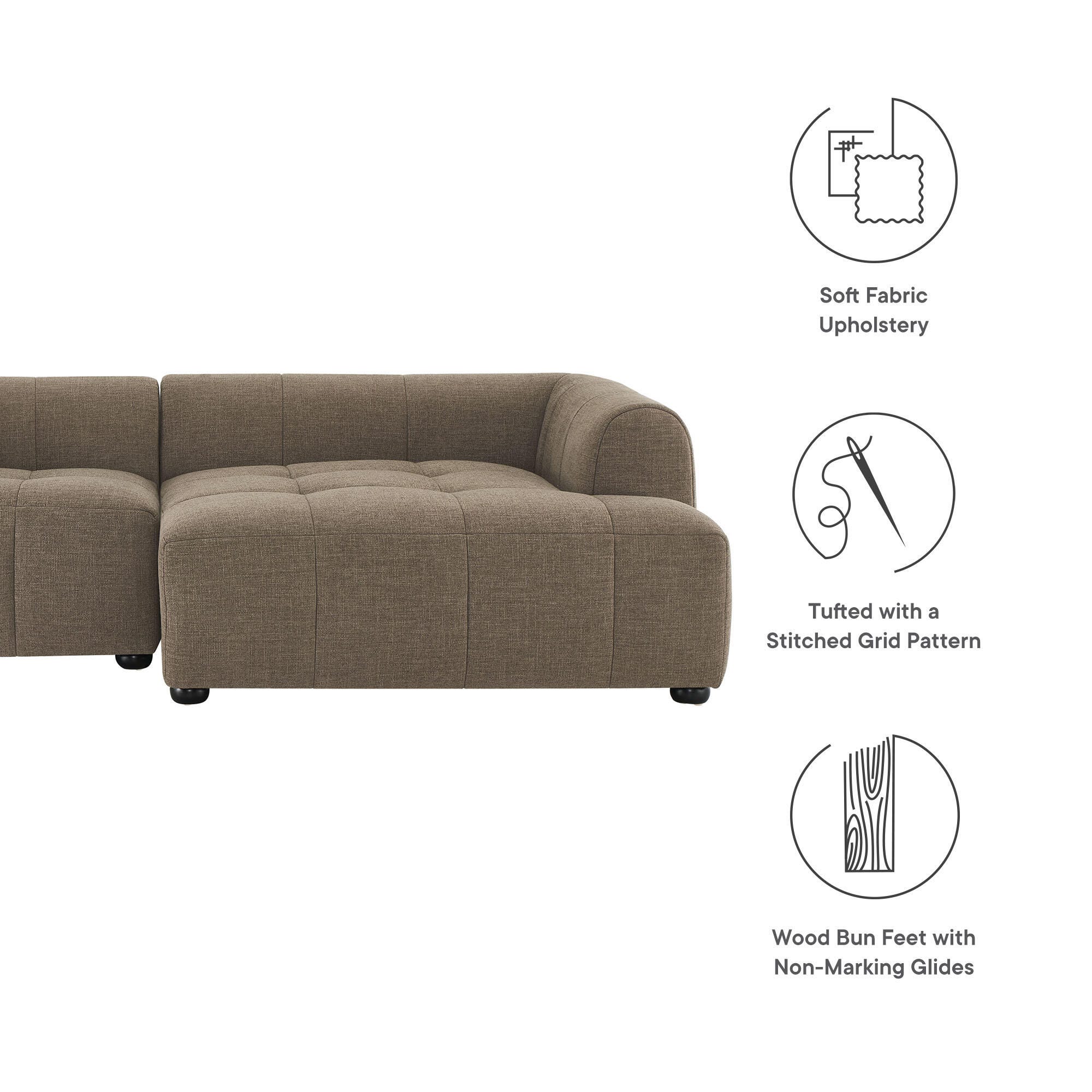 Modway Liana 2-Piece Sectional with Chaise, Mocha, large