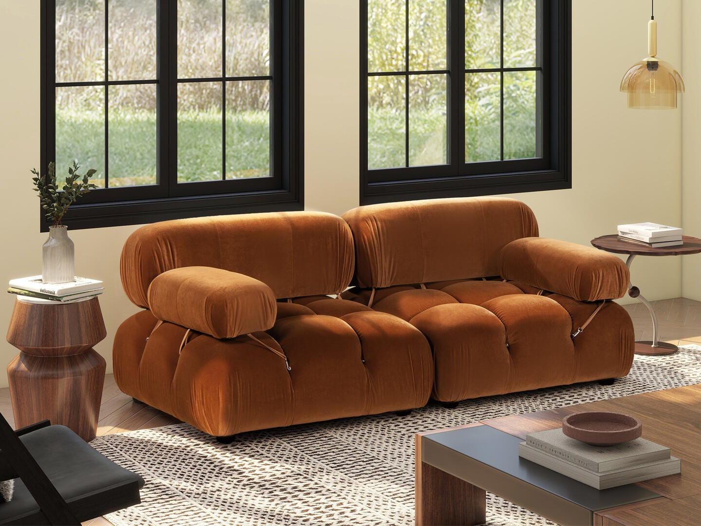 Jennifer Taylor Home Marcel Loveseat, Burnt Orange, rollover