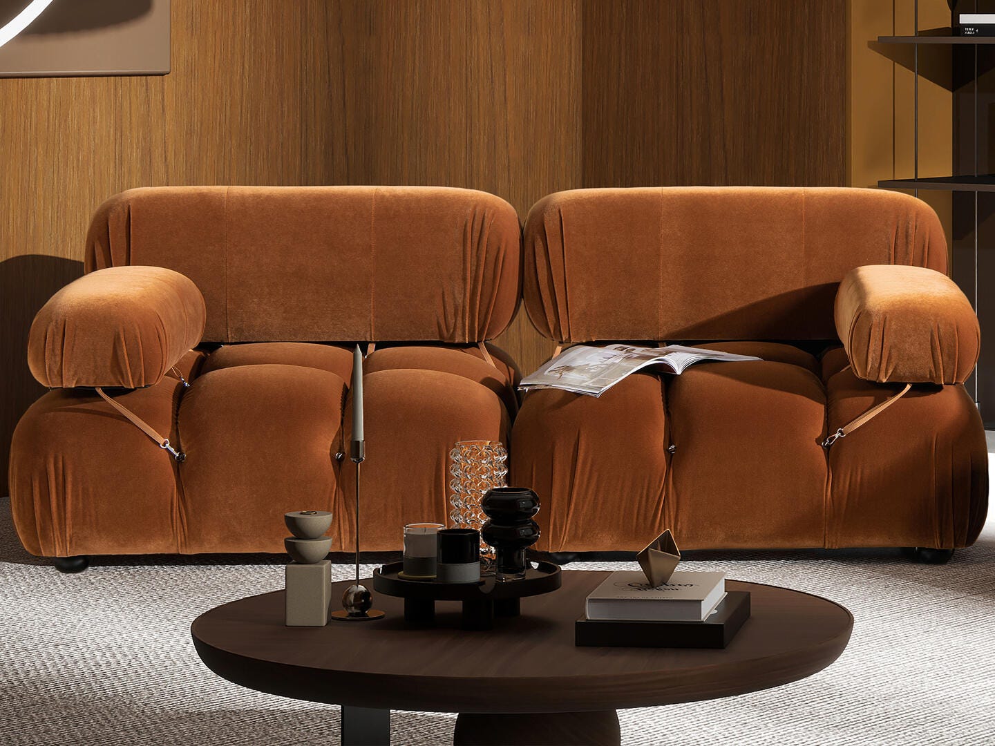 Jennifer Taylor Home Marcel Loveseat, Burnt Orange, large