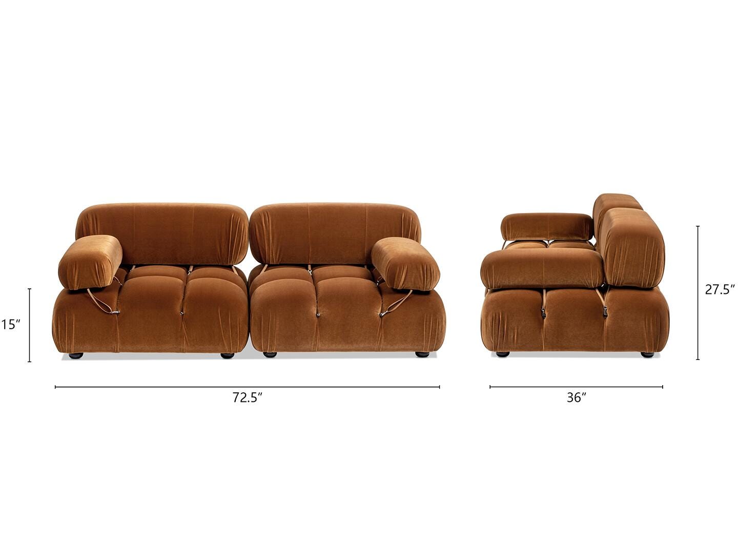 Jennifer Taylor Home Marcel Loveseat, Burnt Orange, large