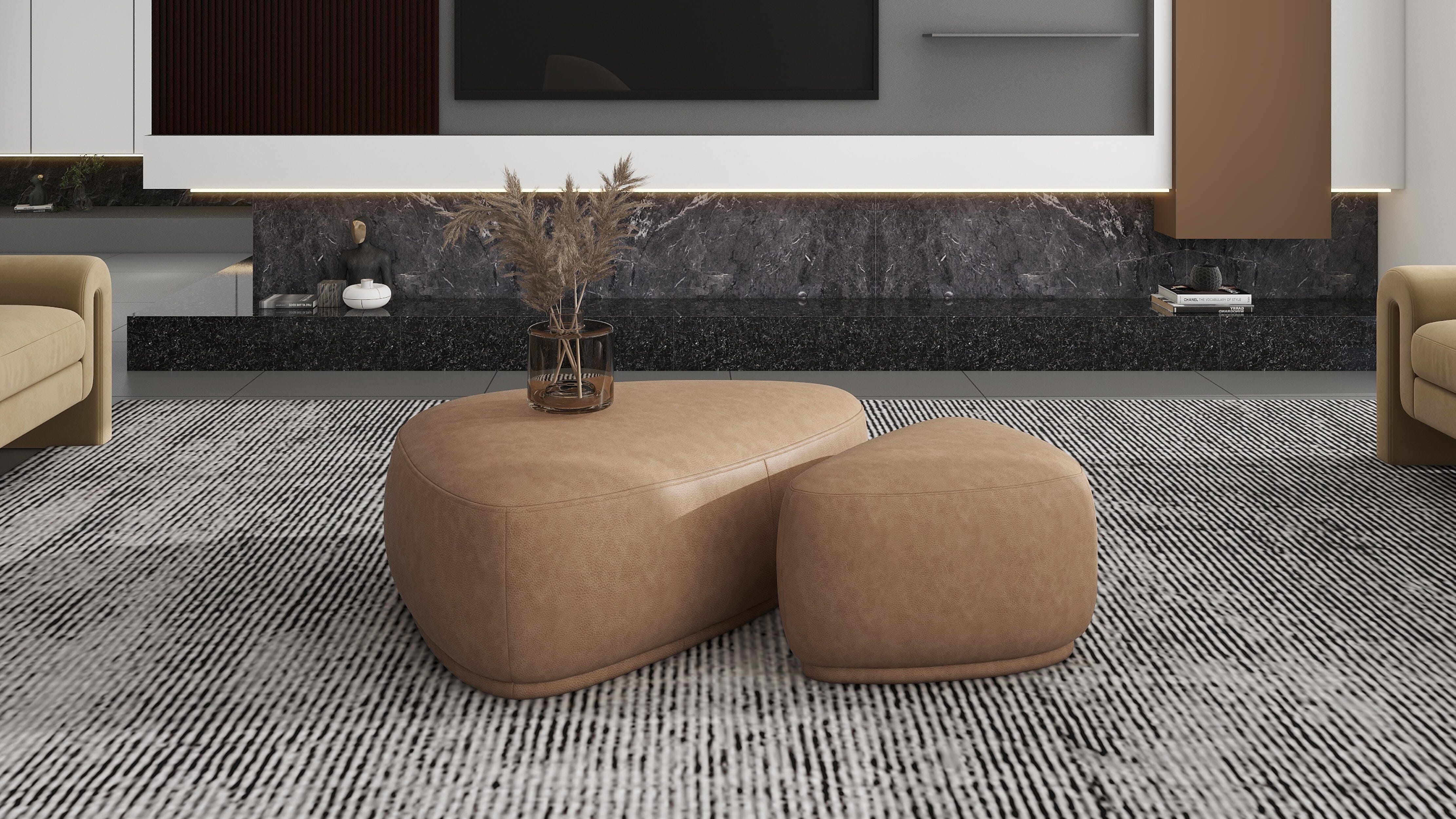 Jennifer Taylor Home Pebble Ottoman Set, , rollover