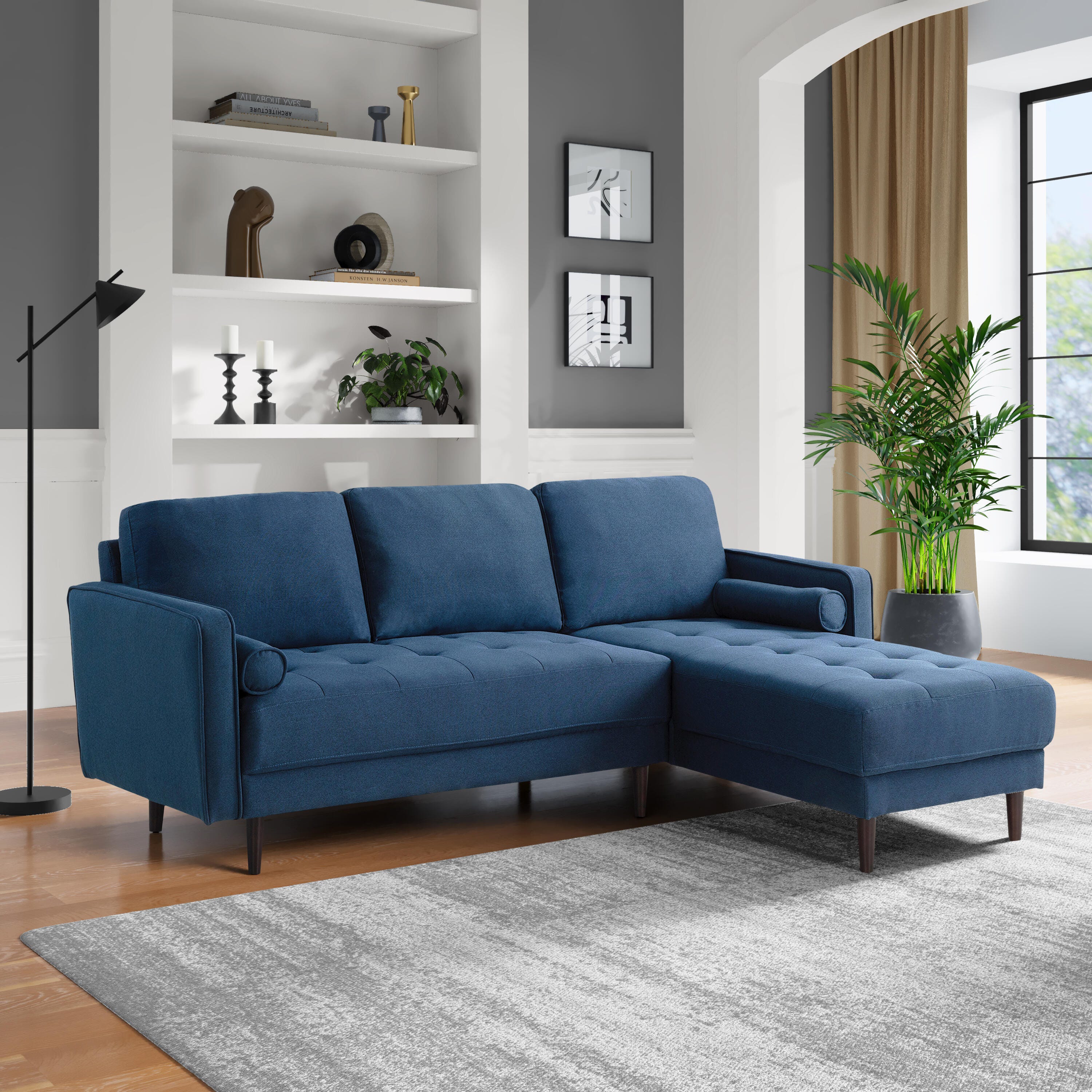 Studio Living Lansing Sectional Futon, Navy, rollover