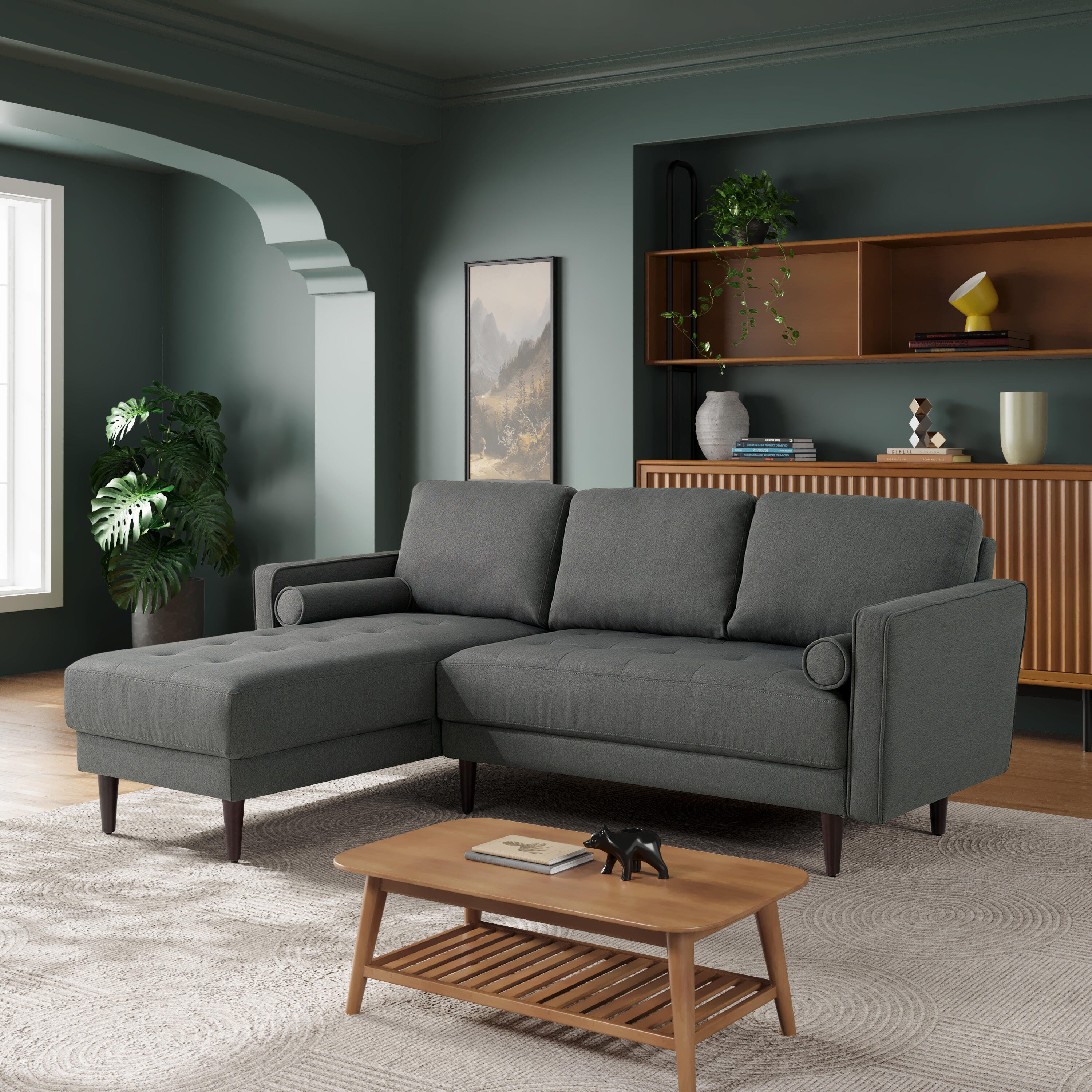 Studio Living Lansing Sectional Futon, Grey, rollover