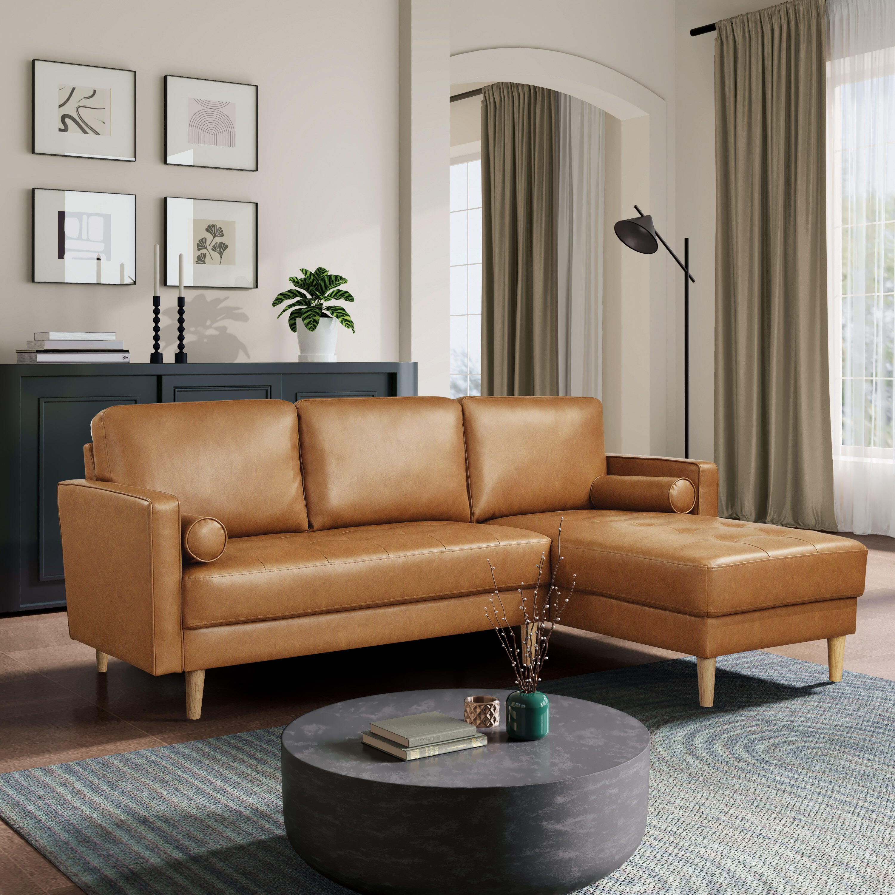 Studio Living Lansing Solid Sectional Futon, , rollover