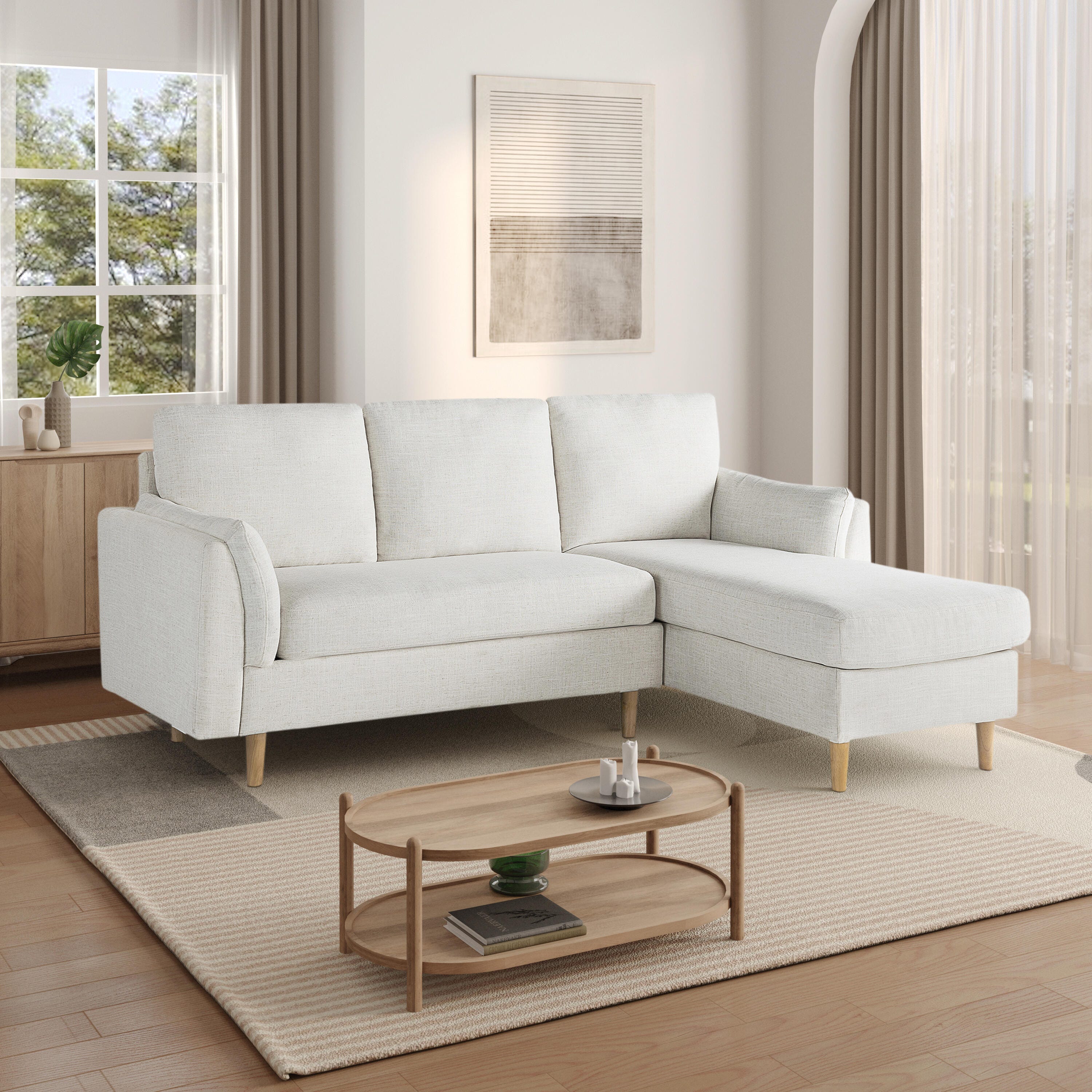 Studio Living Shoreline Sectional Futon, Cream, rollover