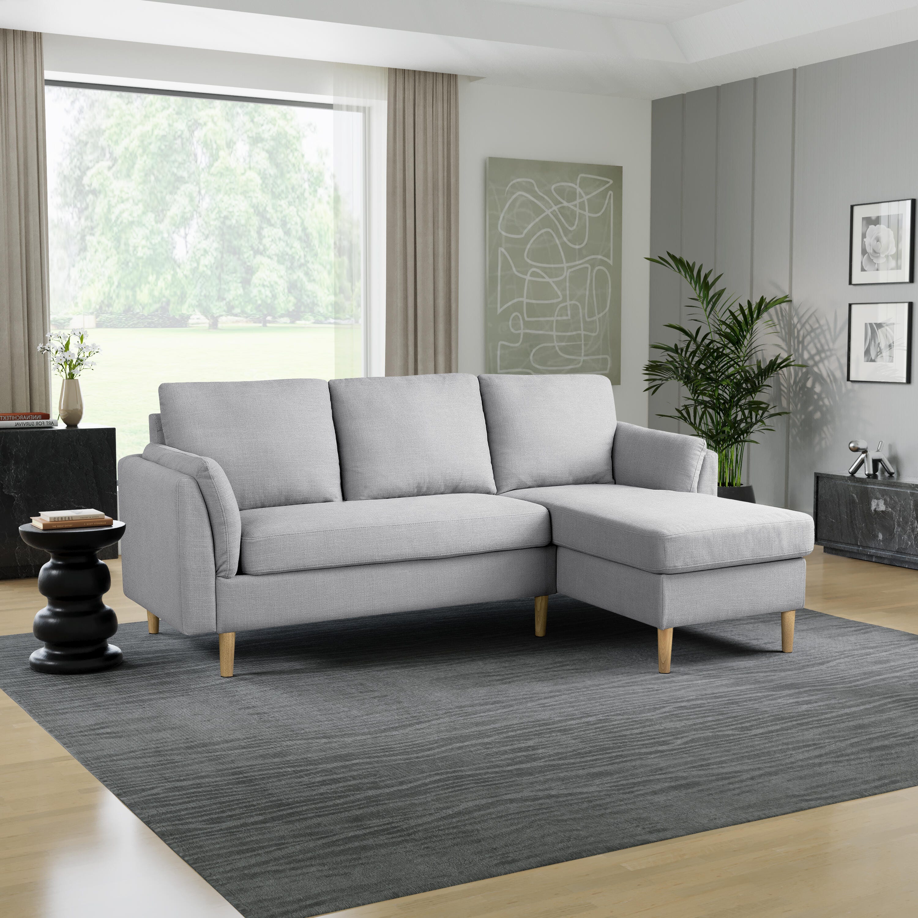 Studio Living Shoreline Sectional Futon, Light Gray, rollover