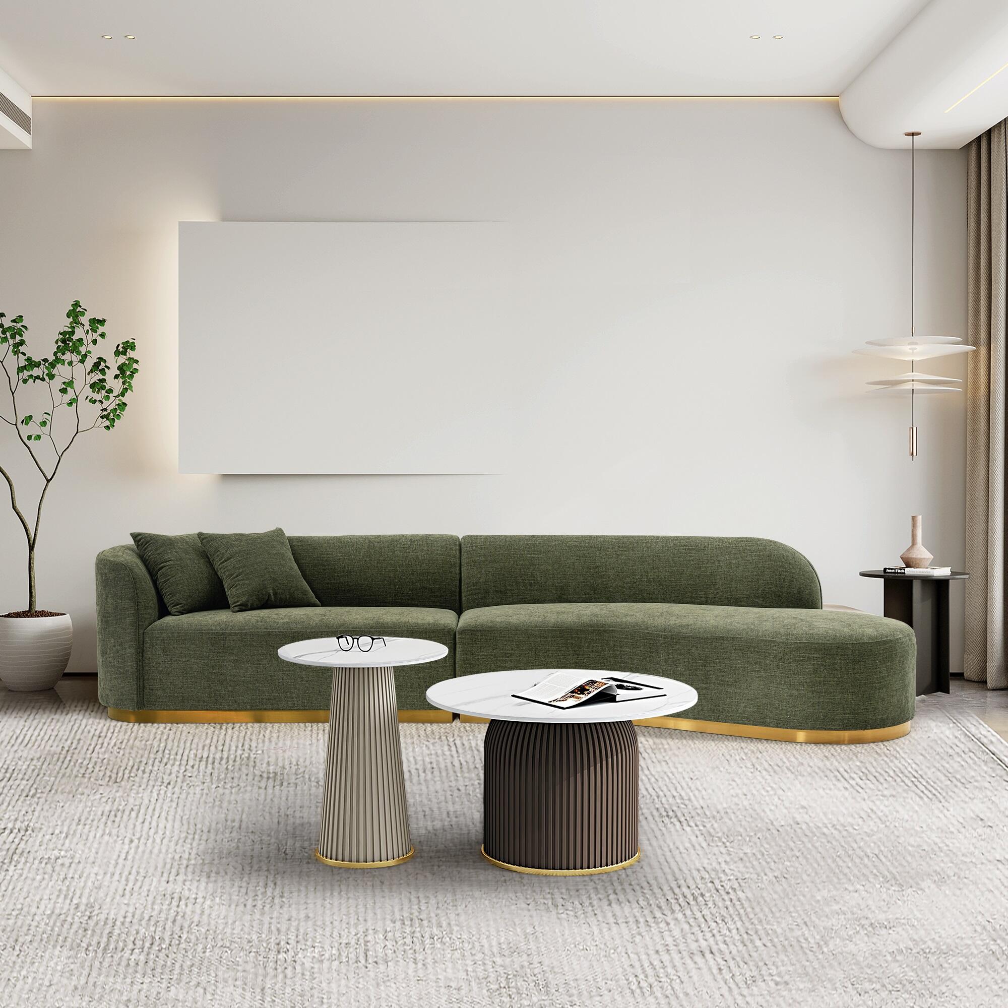 Manhattan Comfort Daria 2-Piece Sectional, Olive Green, rollover