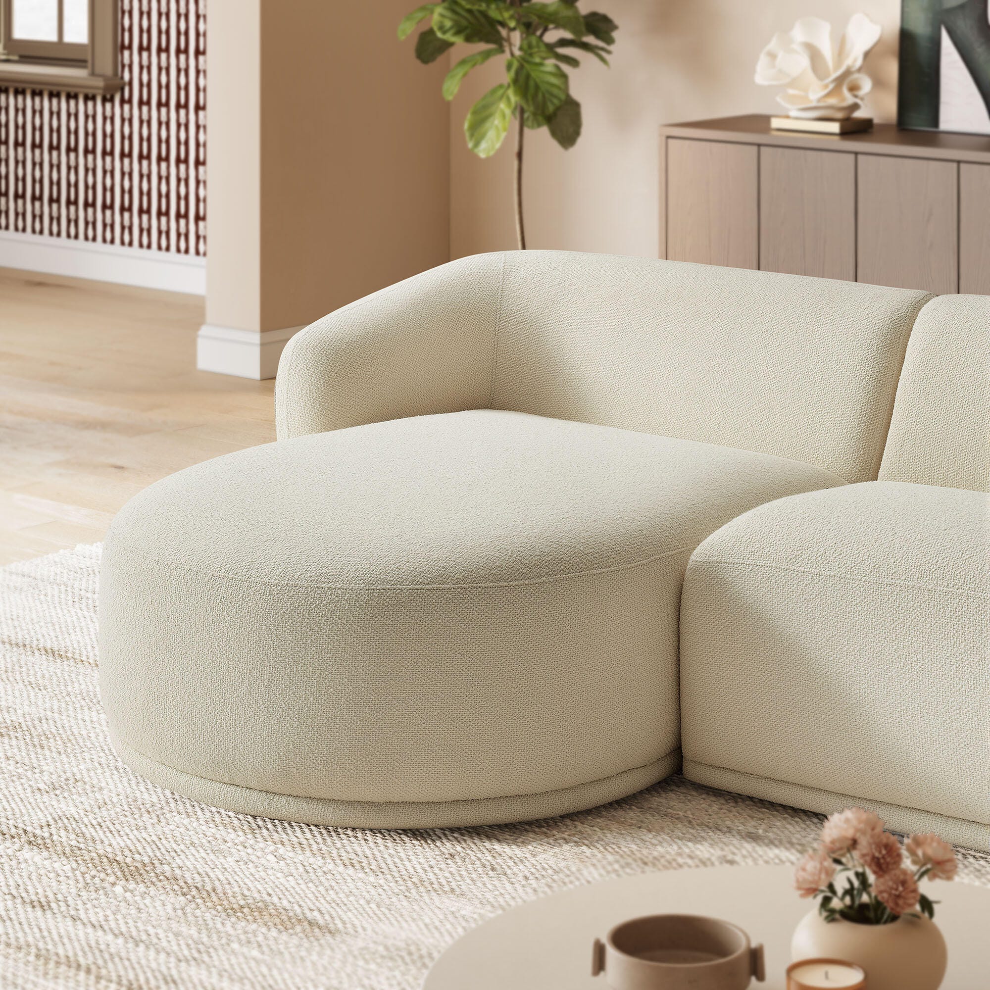 Modway Monica 2-Piece Sectional with Chaise, Cream, large