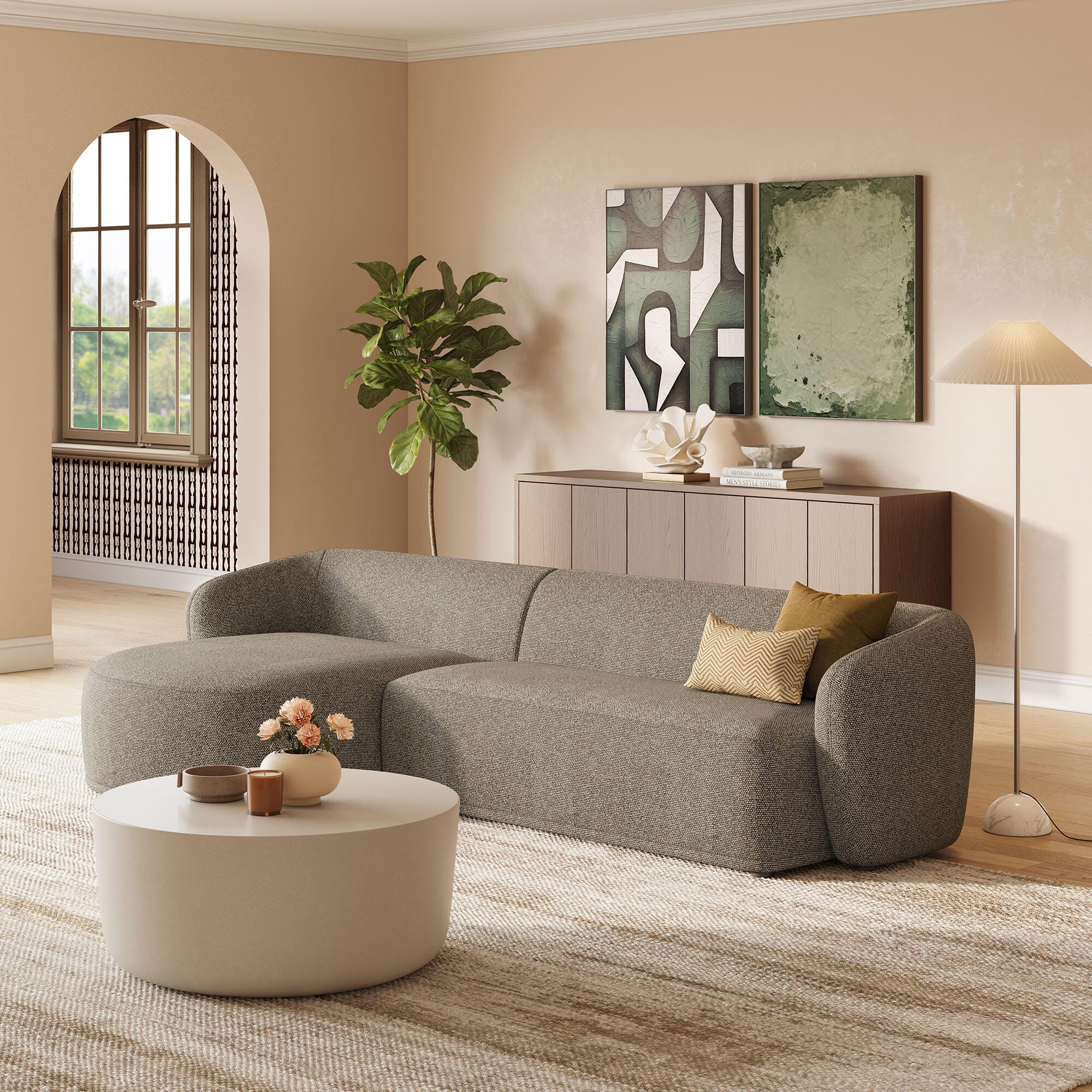 Modway Monica 2-Piece Sectional with Chaise, Earth, large