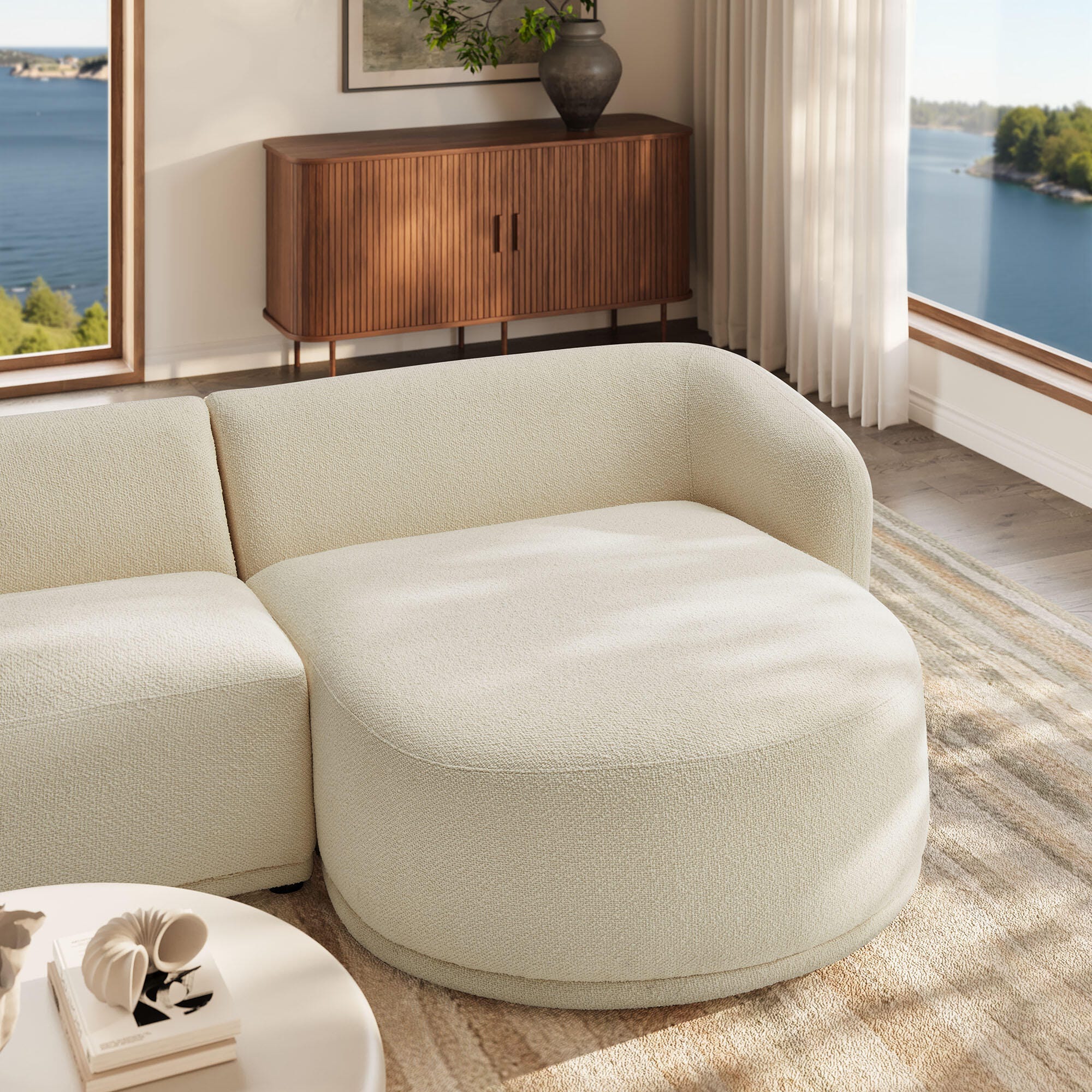Modway Monica 2-Piece Sectional with Chaise, Cream, large
