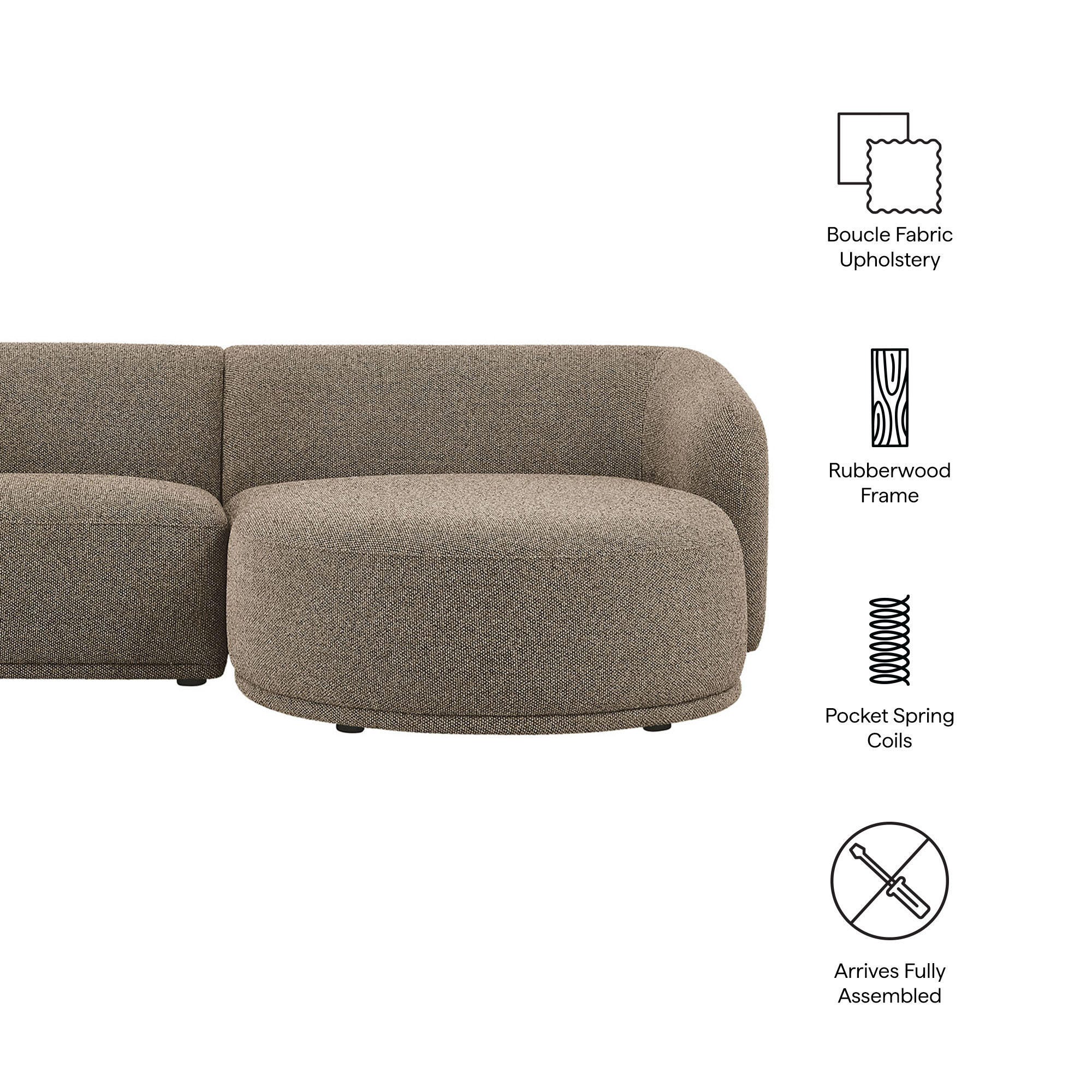 Modway Monica 2-Piece Sectional with Chaise, Earth, large