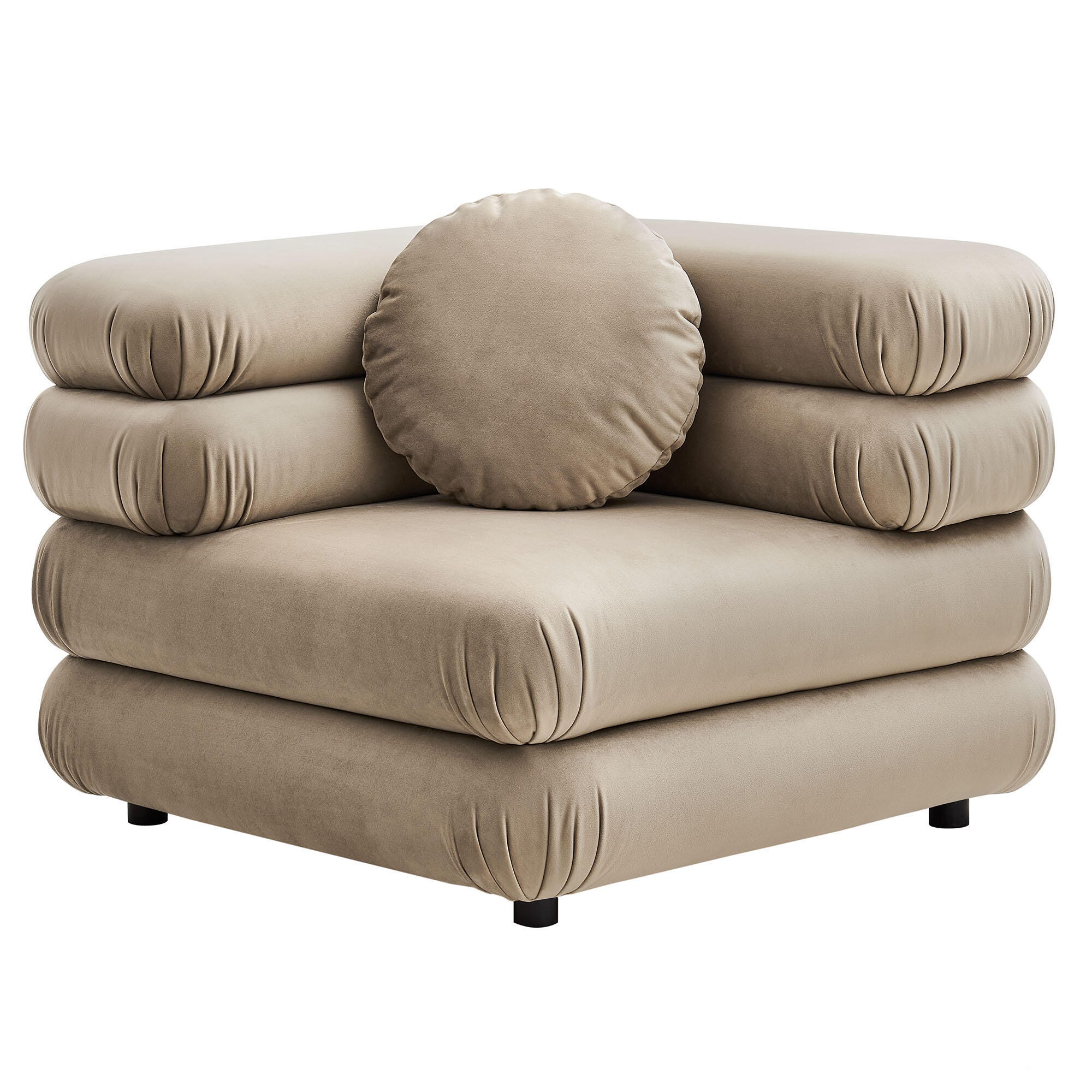 Modway Jubilee 4 Piece Modular Sofa with Ottoman, Taupe, large
