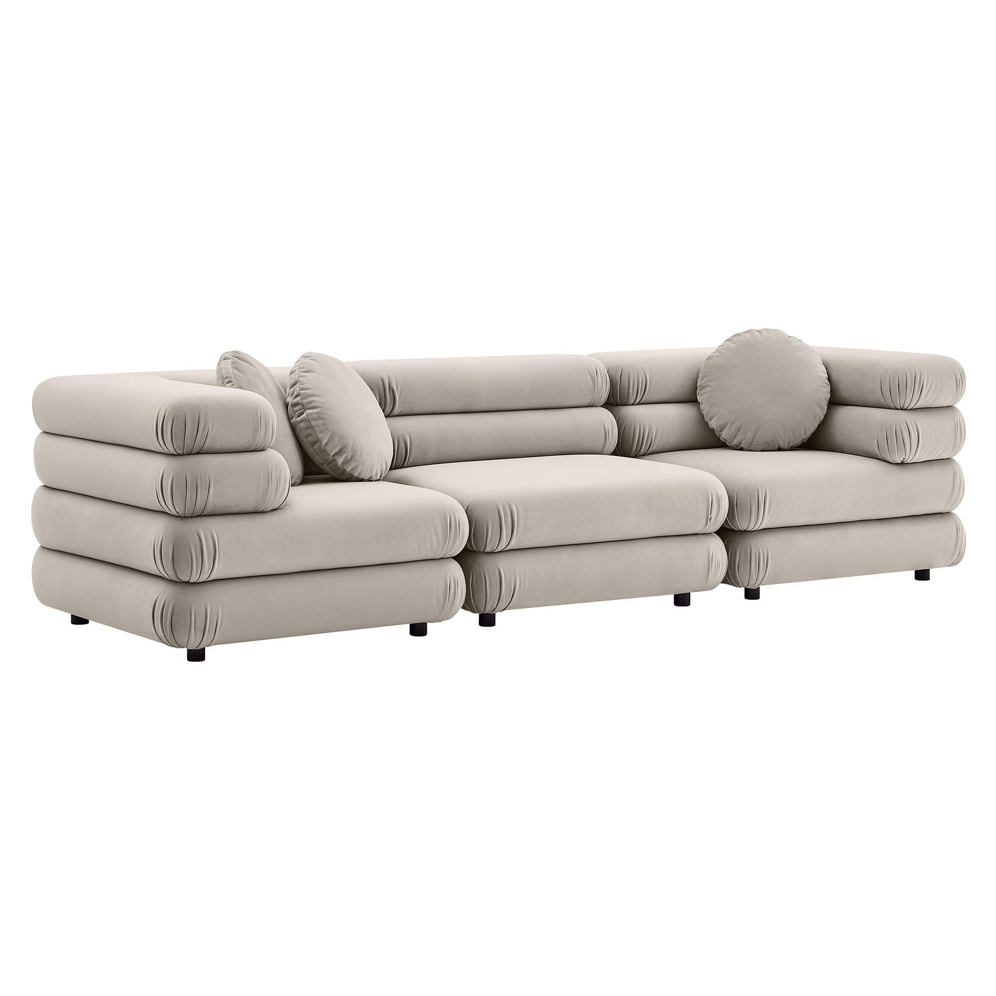 Modway Jubilee 3 Piece Modular Sofa, Almond, large