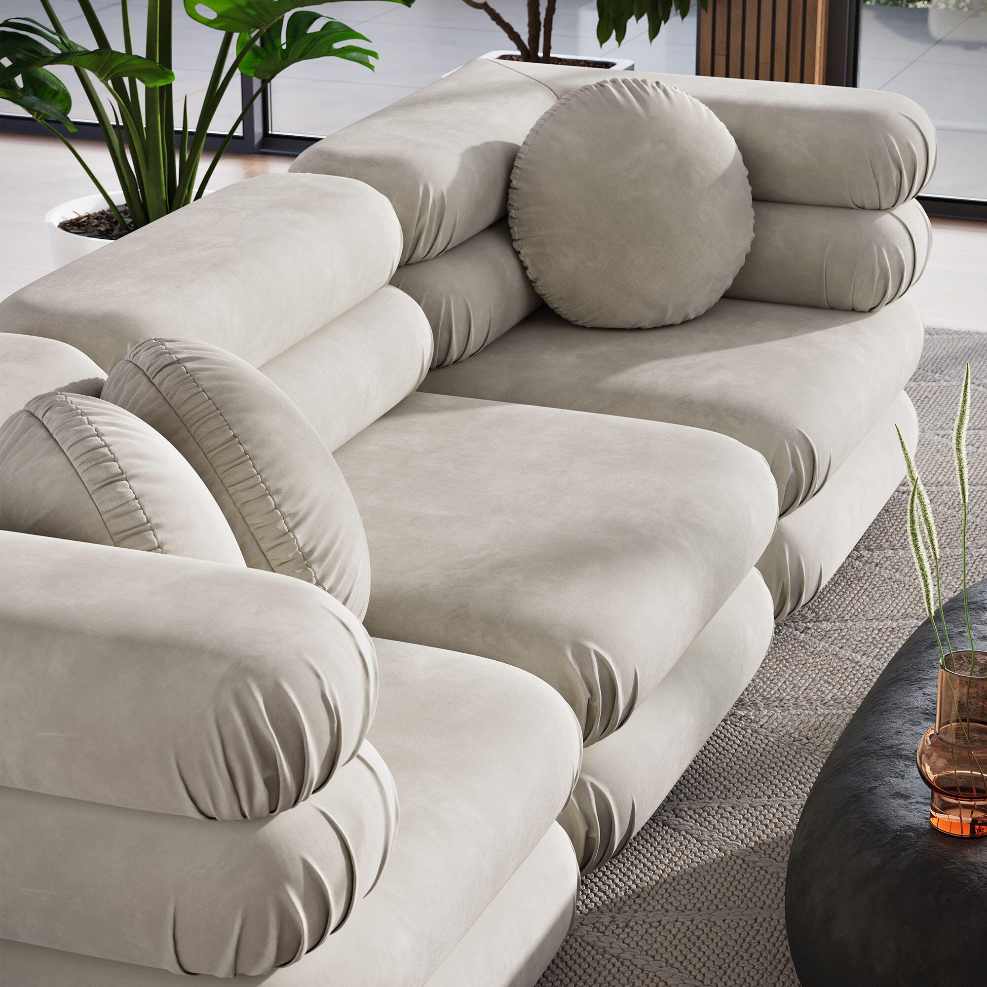 Modway Jubilee 3 Piece Modular Sofa, Almond, large