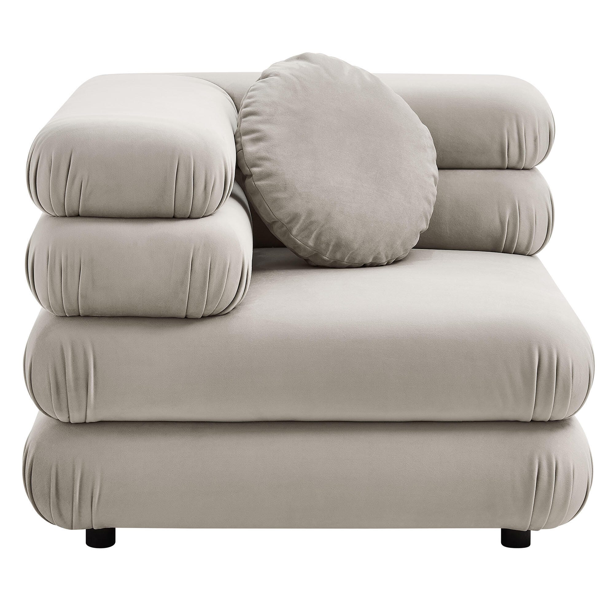 Modway Jubilee 4 Piece Modular Sofa with Ottoman, Almond, large