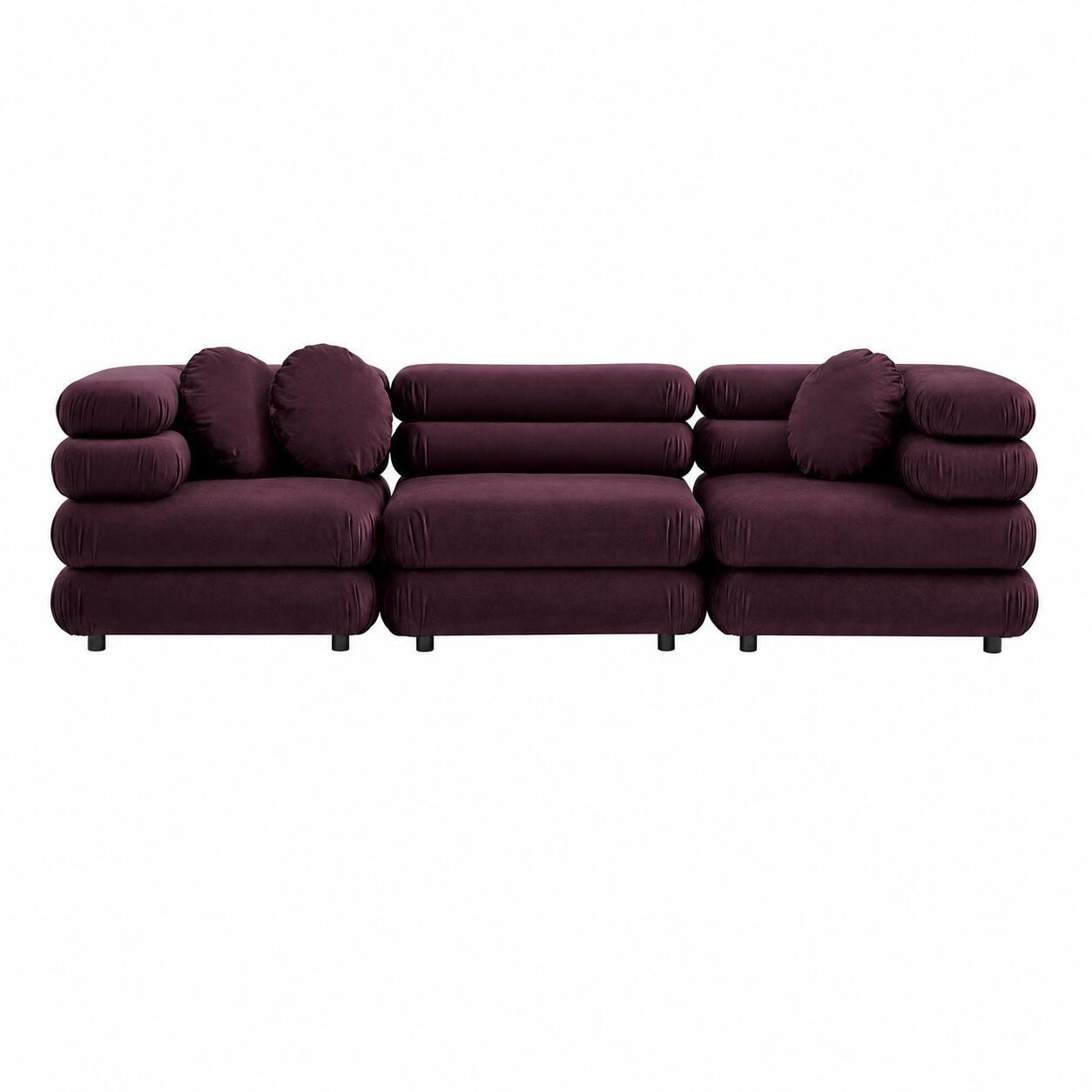 Modway Jubilee 3 Piece Modular Sofa, Mulberry, large