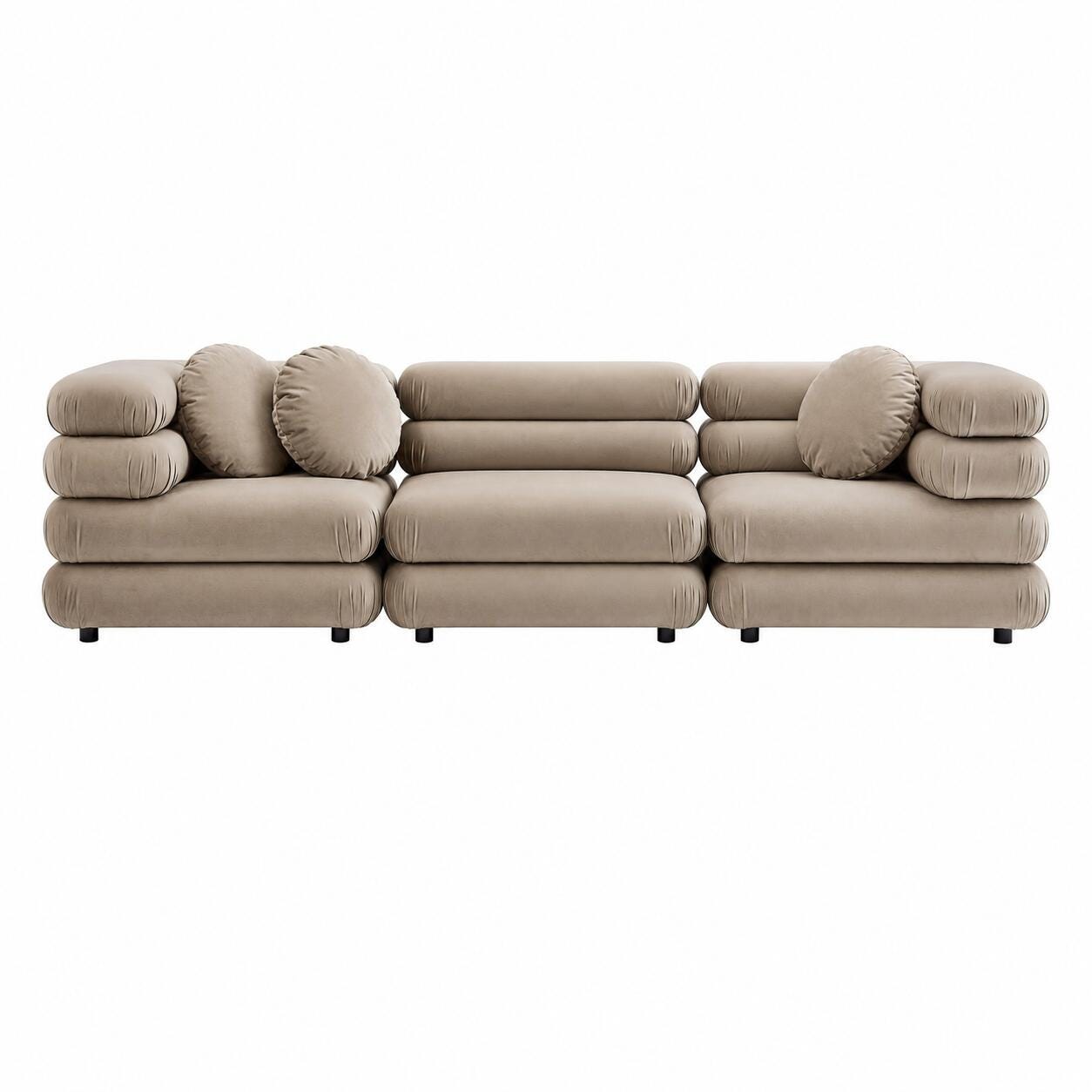 Modway Jubilee 3 Piece Modular Sofa, Taupe, large