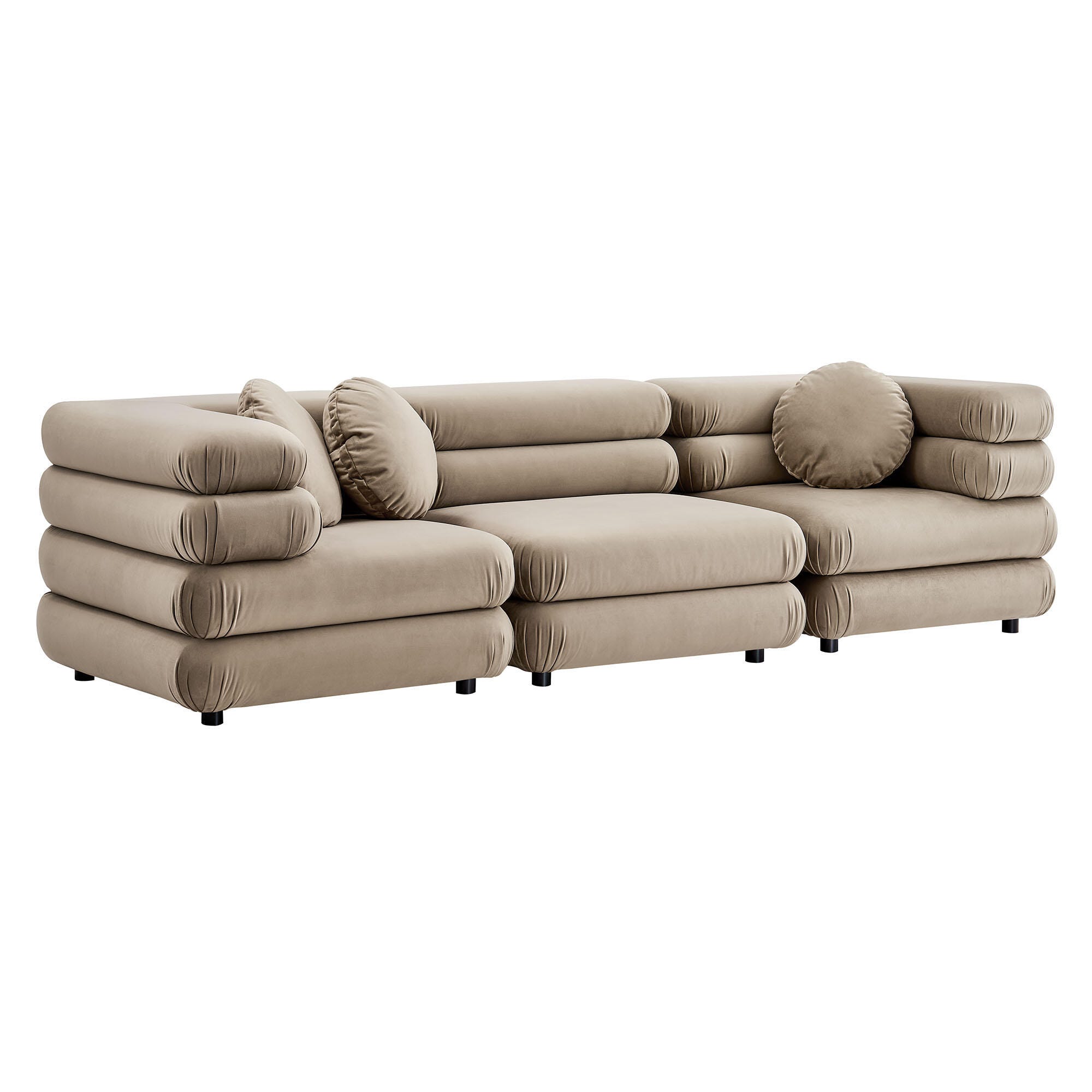 Modway Jubilee 3 Piece Modular Sofa, Taupe, large