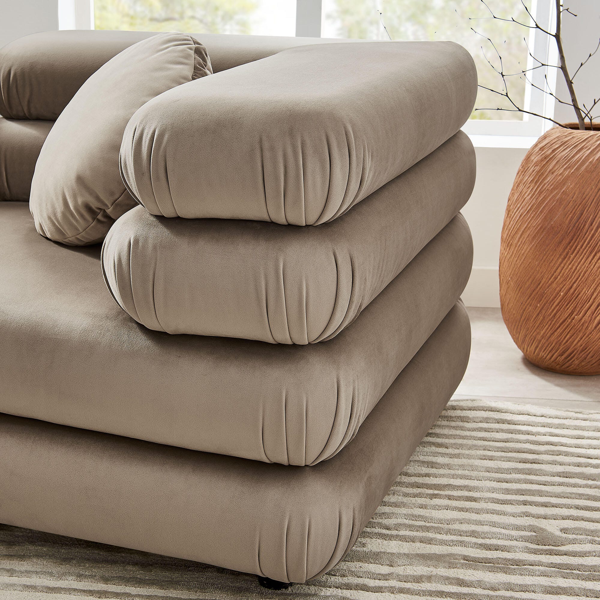 Modway Jubilee 3 Piece Modular Sofa, Taupe, large