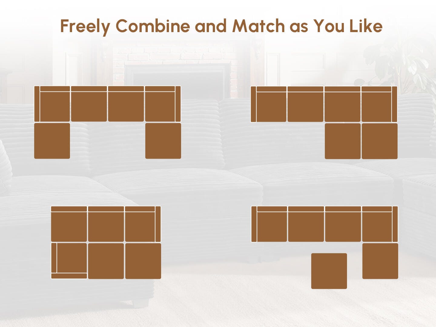 HOMLUX 6-Piece Modular Sectional Sofa Set, , large