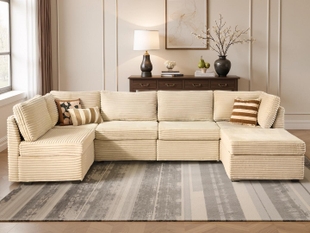 HOMLUX 6-Piece Modular Sectional Sofa with Ottoman