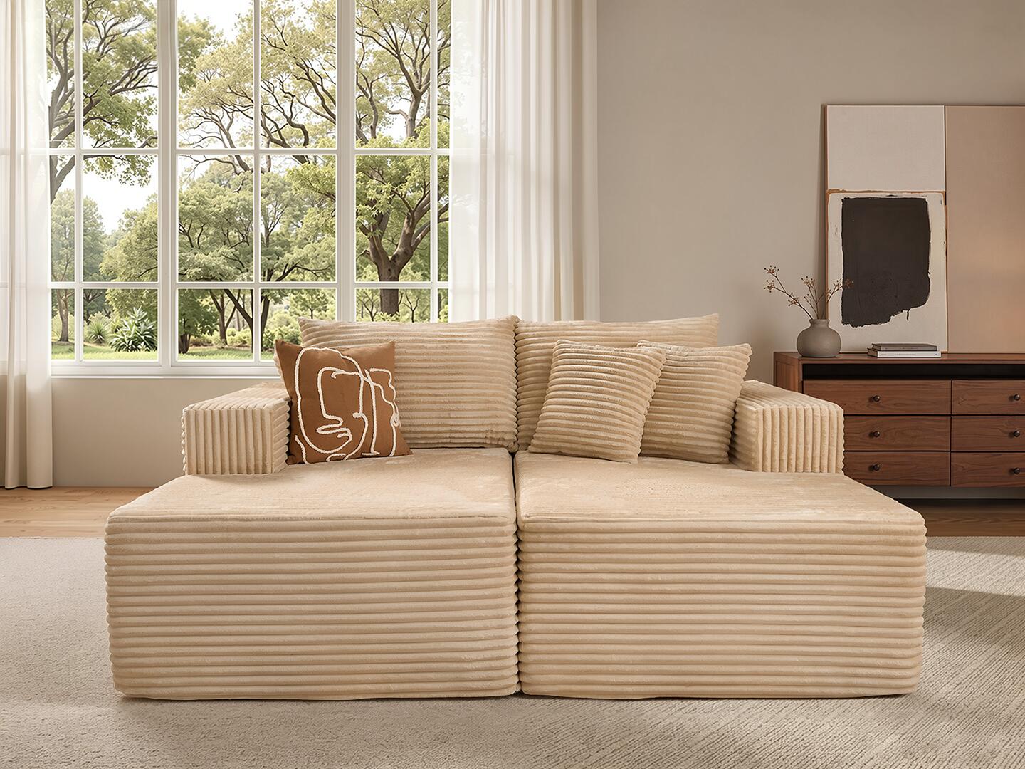HOMLUX Sofa Sleeper, Beige, rollover