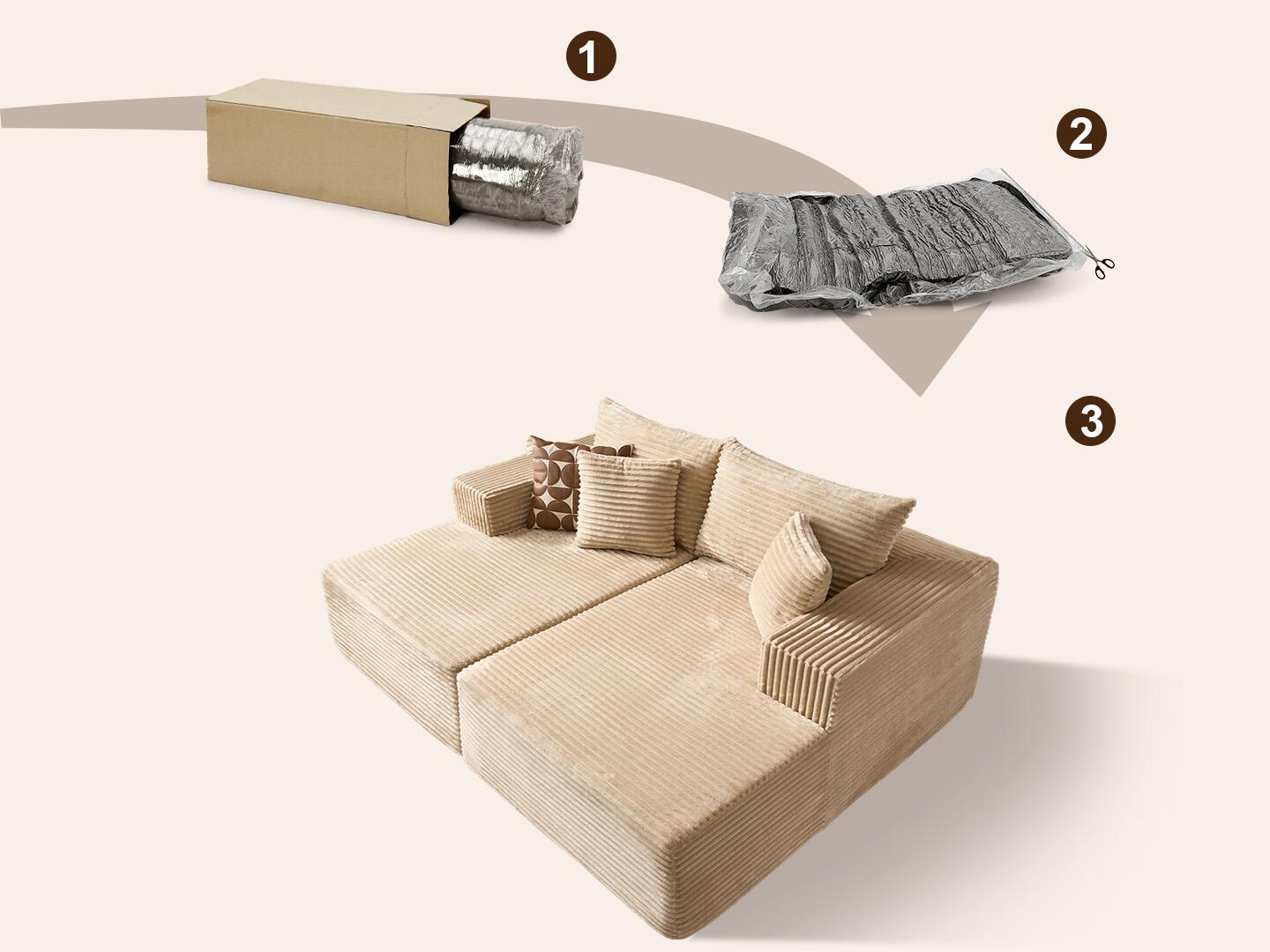 HOMLUX Sofa Sleeper, Beige, large