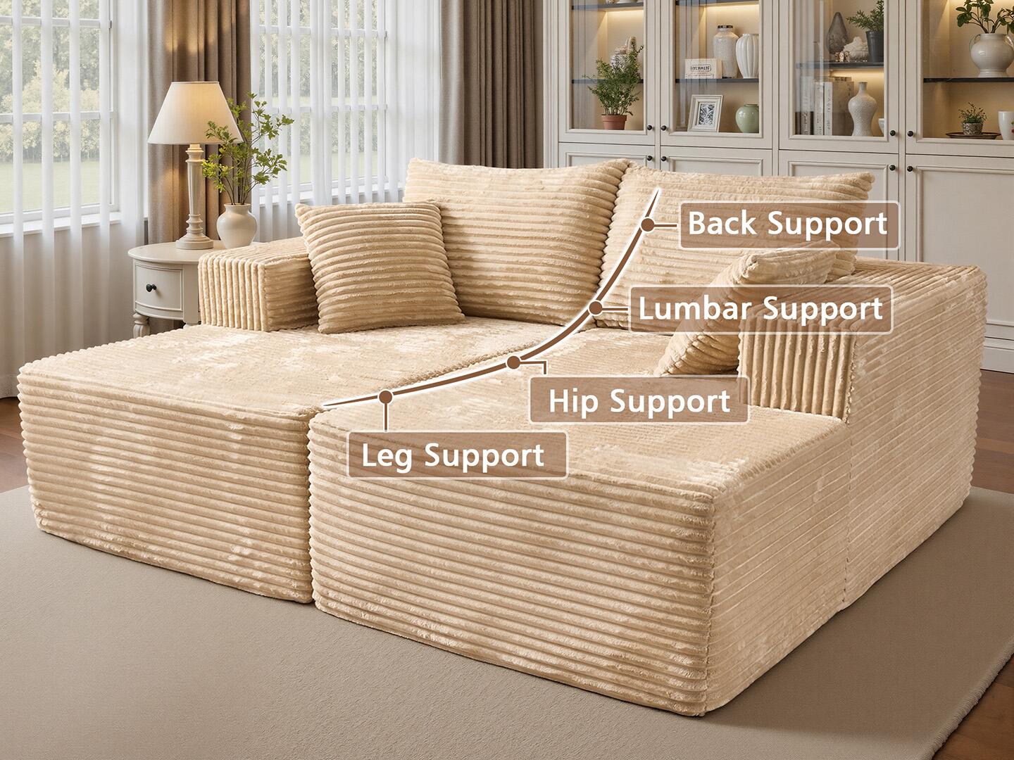 HOMLUX Sofa Sleeper, Beige, large