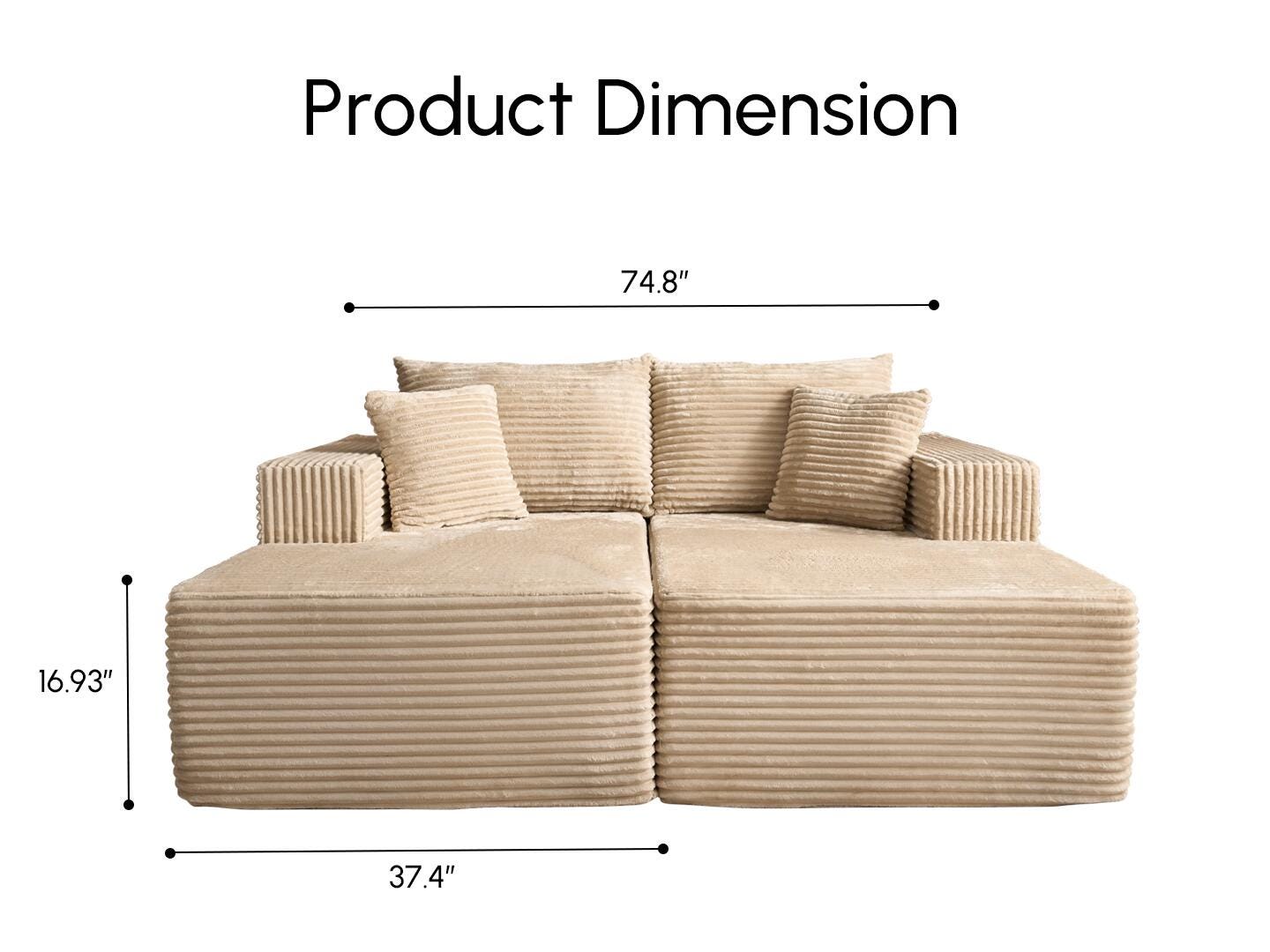 HOMLUX Sofa Sleeper, Beige, large