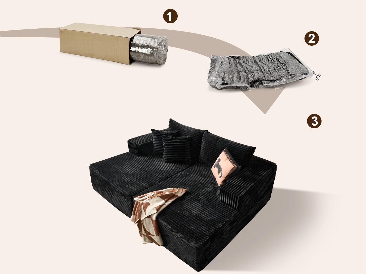 HOMLUX Sofa Sleeper, Black, large