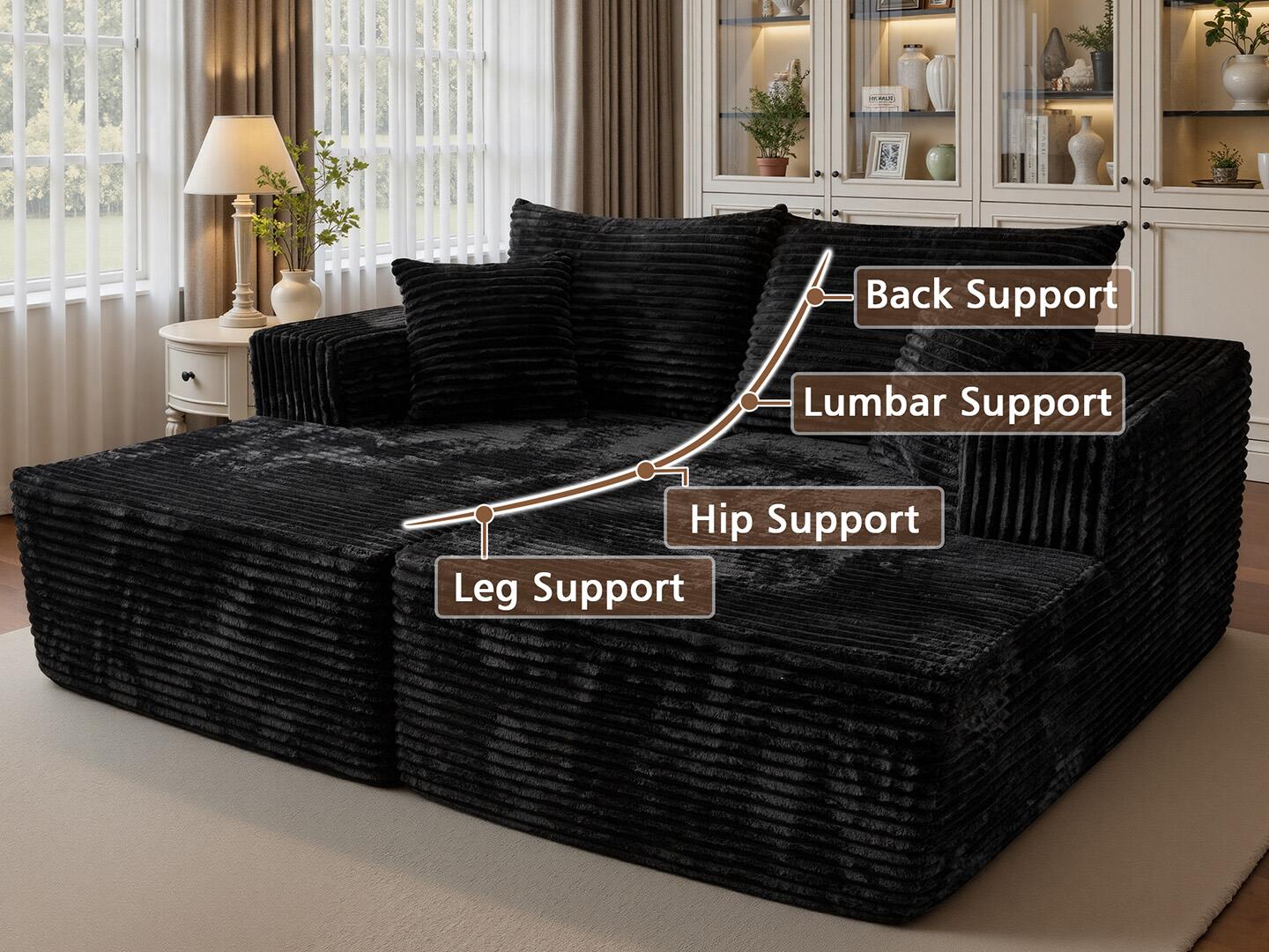 HOMLUX Sofa Sleeper, Black, large