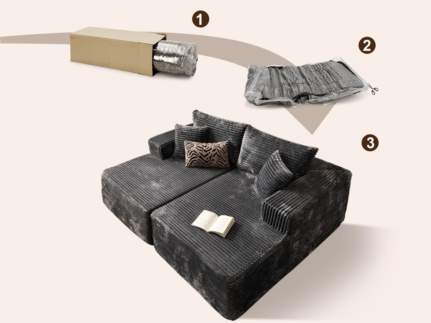 HOMLUX Sofa Sleeper, Gray, large