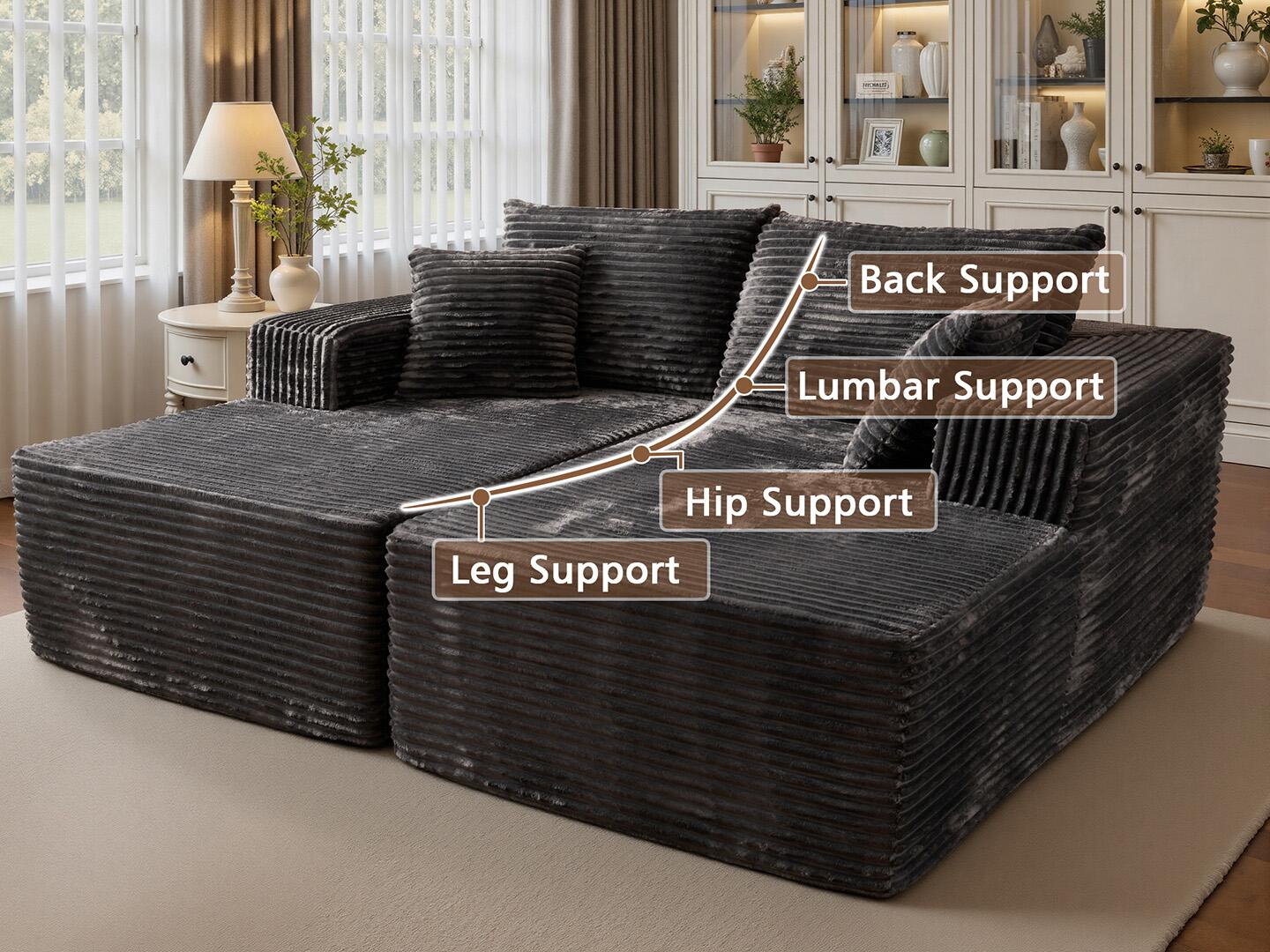HOMLUX Sofa Sleeper, Gray, large