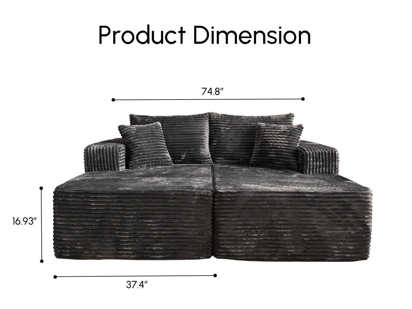 HOMLUX Sofa Sleeper, Gray, large