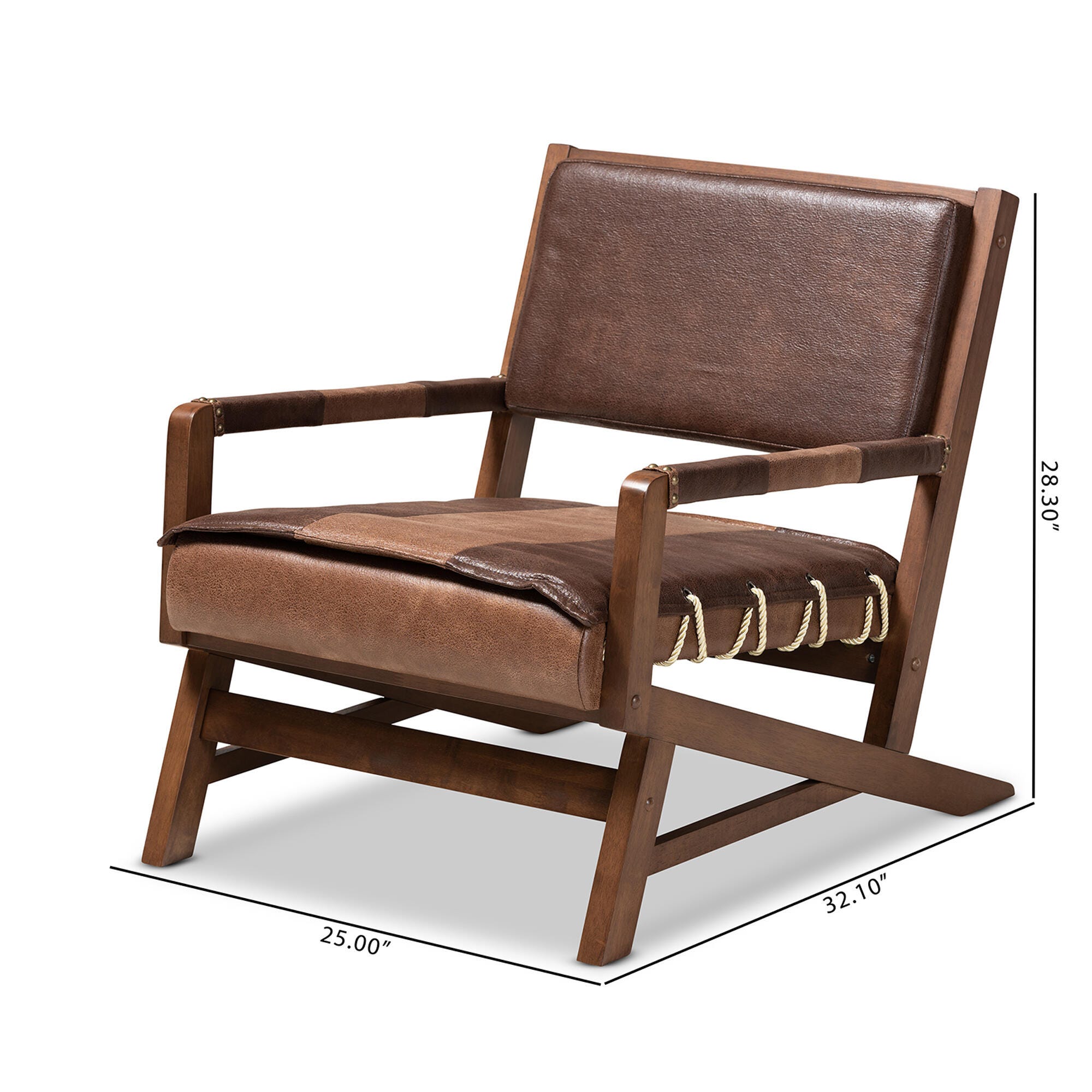 Baxton Studio Rustic Upholstered Lounge Chair, , large