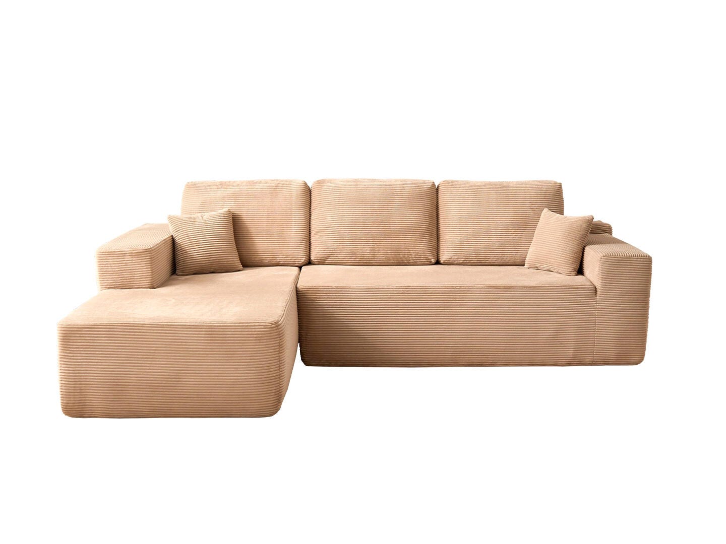 HOMLUX 3-Piece Modular Sofa Chaise, Camel, large