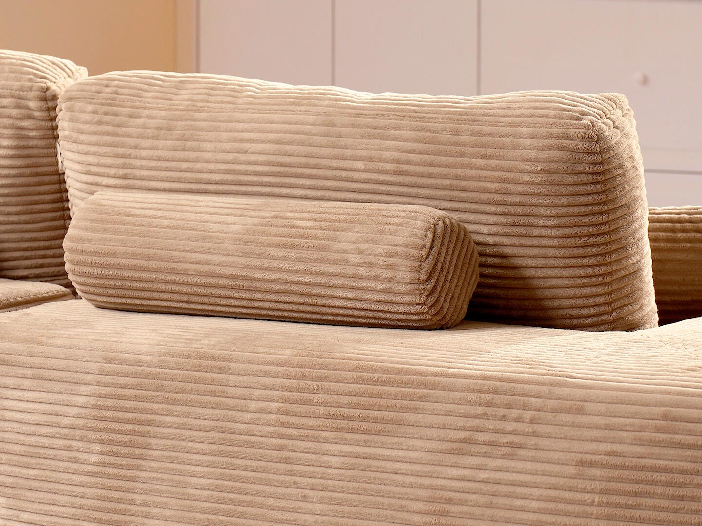 HOMLUX 3-Piece Modular Sofa Chaise, Camel, large