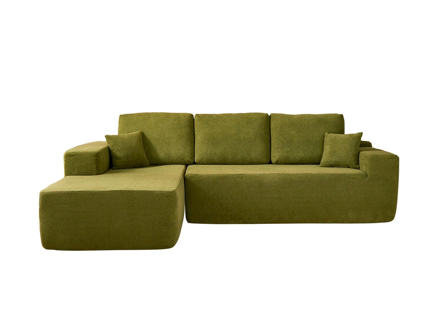 HOMLUX Textured 3-Piece Modular Sofa Chaise, Green, large