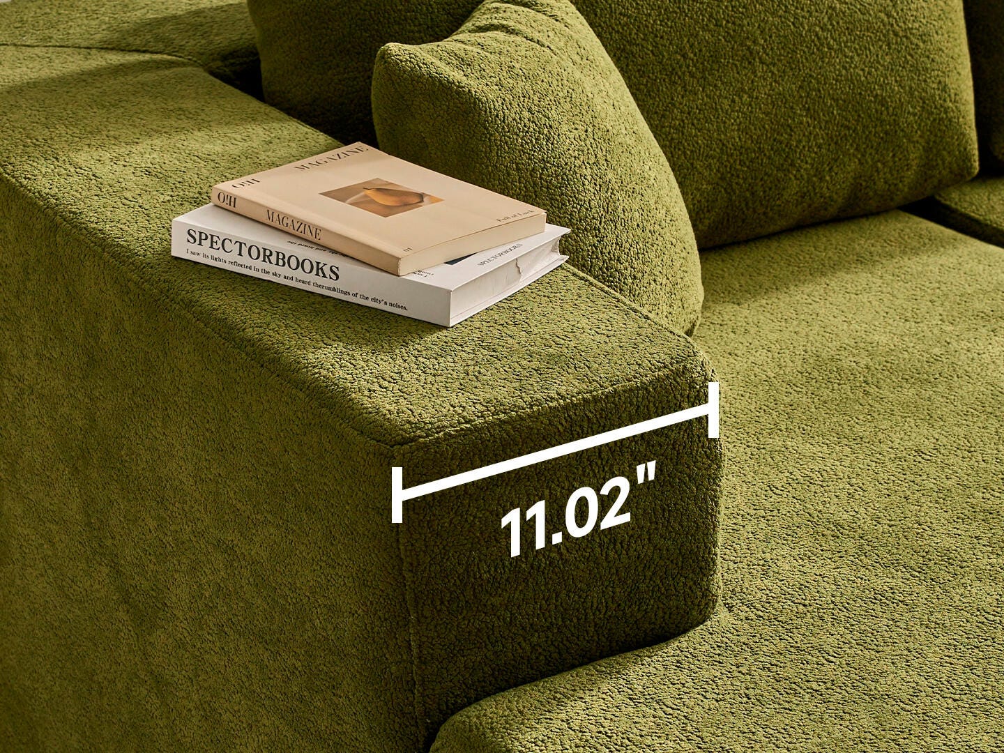 HOMLUX Textured 3-Piece Modular Sofa Chaise, Green, large